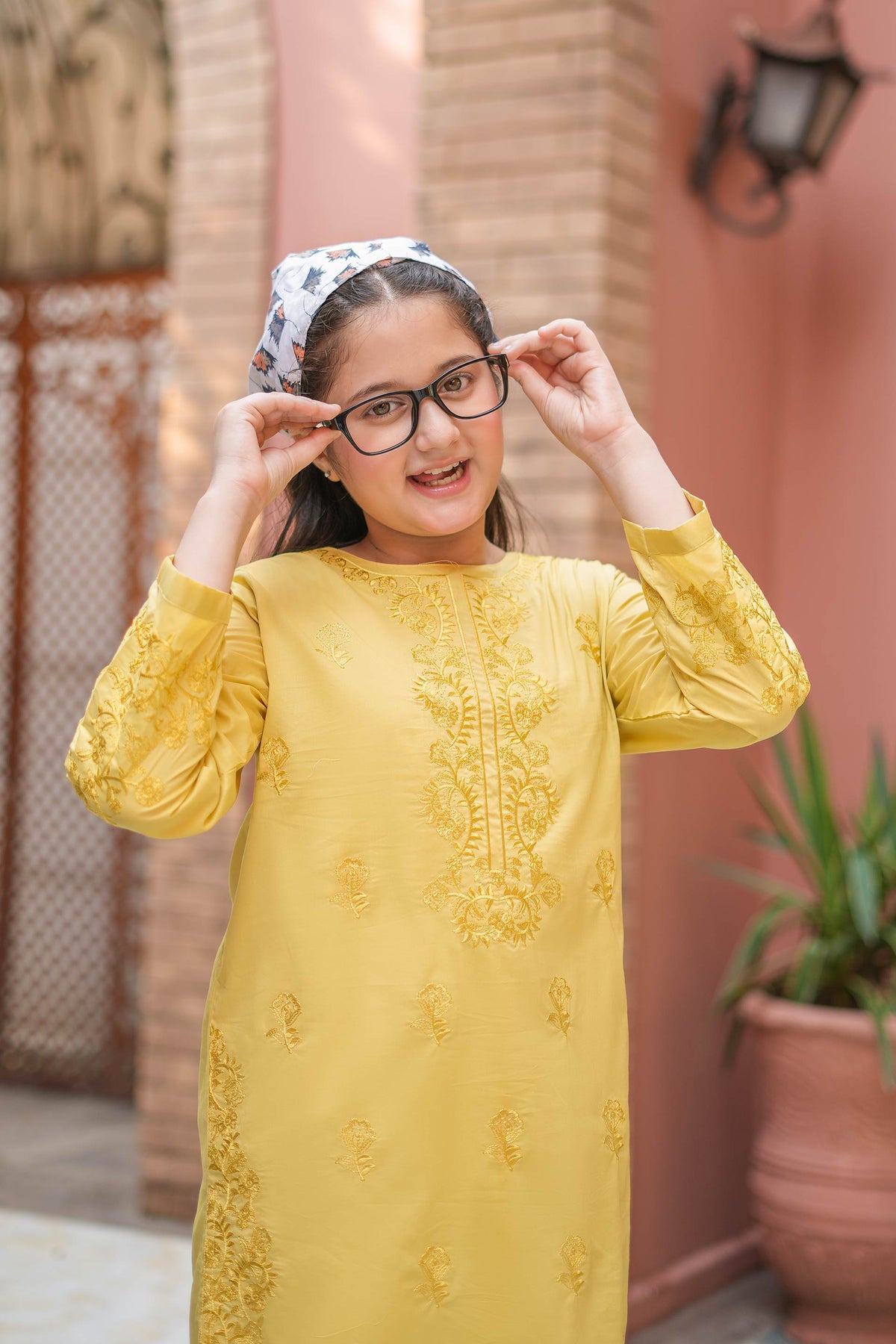 Sunlit Bloom Cotton Embroidered 2Pc – Mustard (RTW)
