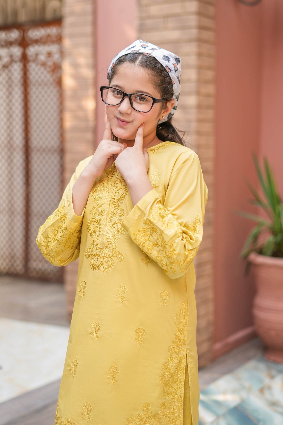 Sunlit Bloom Cotton Embroidered 2Pc – Mustard (RTW)