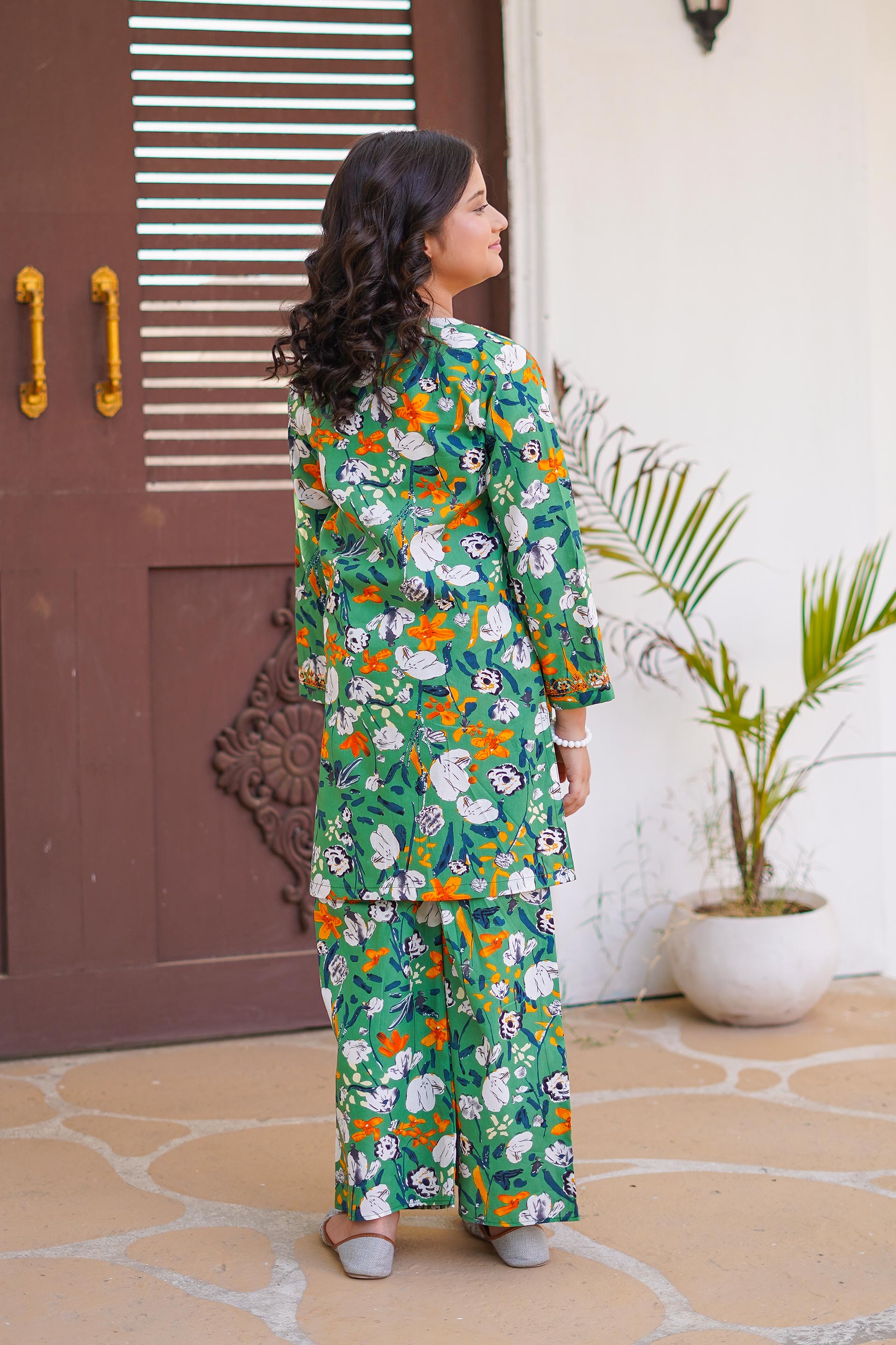 Emerald Garden Charm Set – Imported Printed China Lawn Green (RTW)