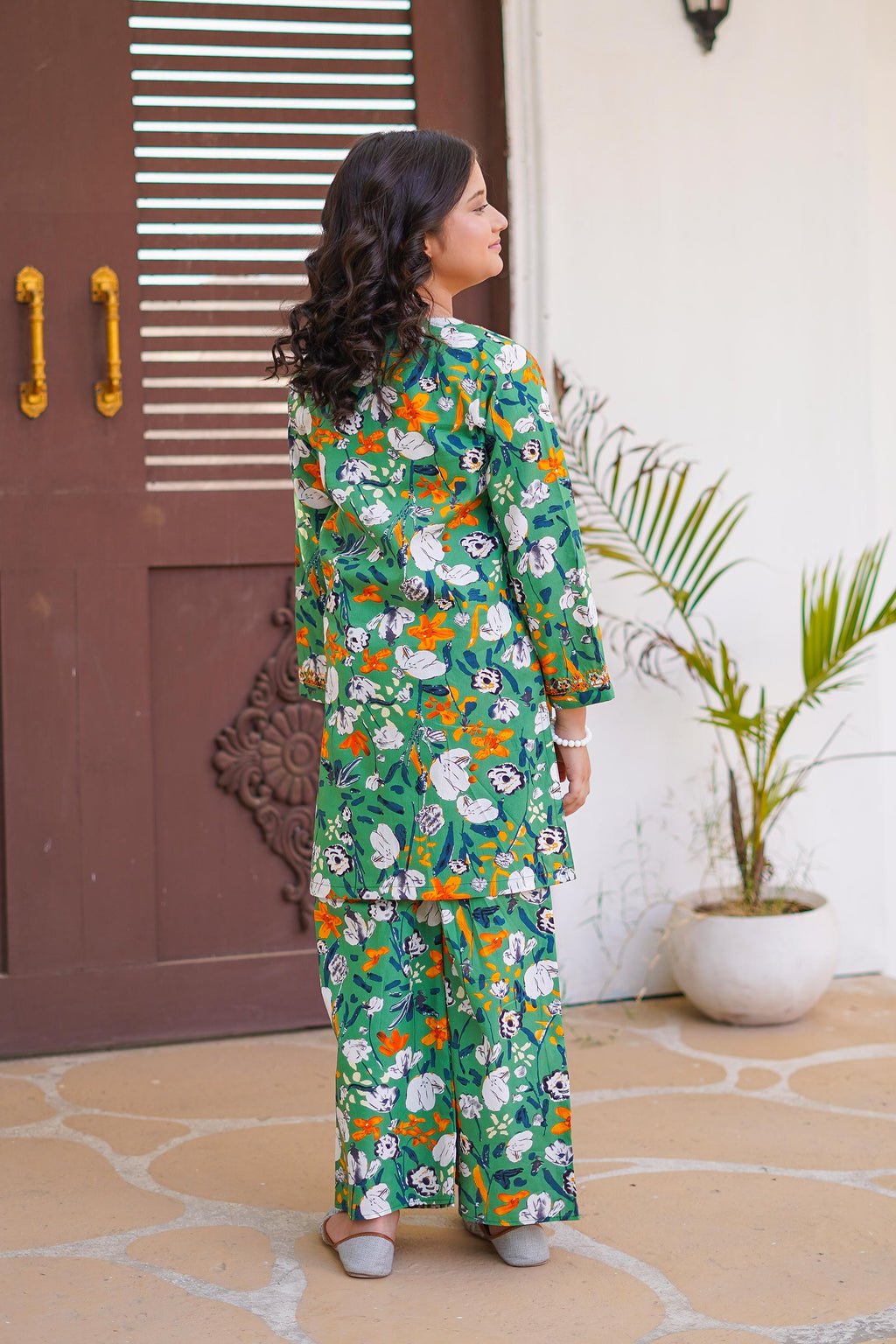 Emerald Garden Charm Set – Imported Printed China Lawn Green (RTW)