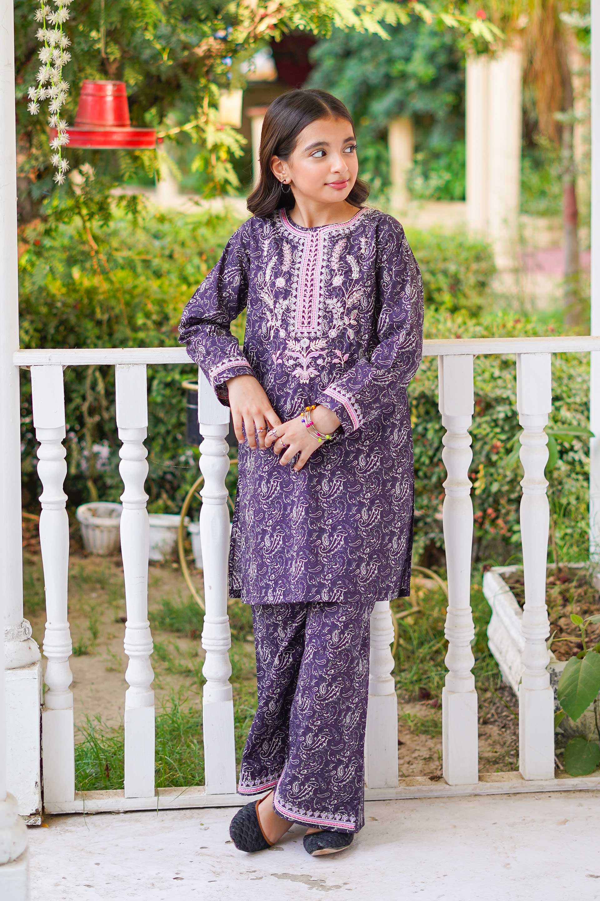 Princess Paisley Classic – Imported Printed China Lawn 2Pc – Berry Purple (RTW)