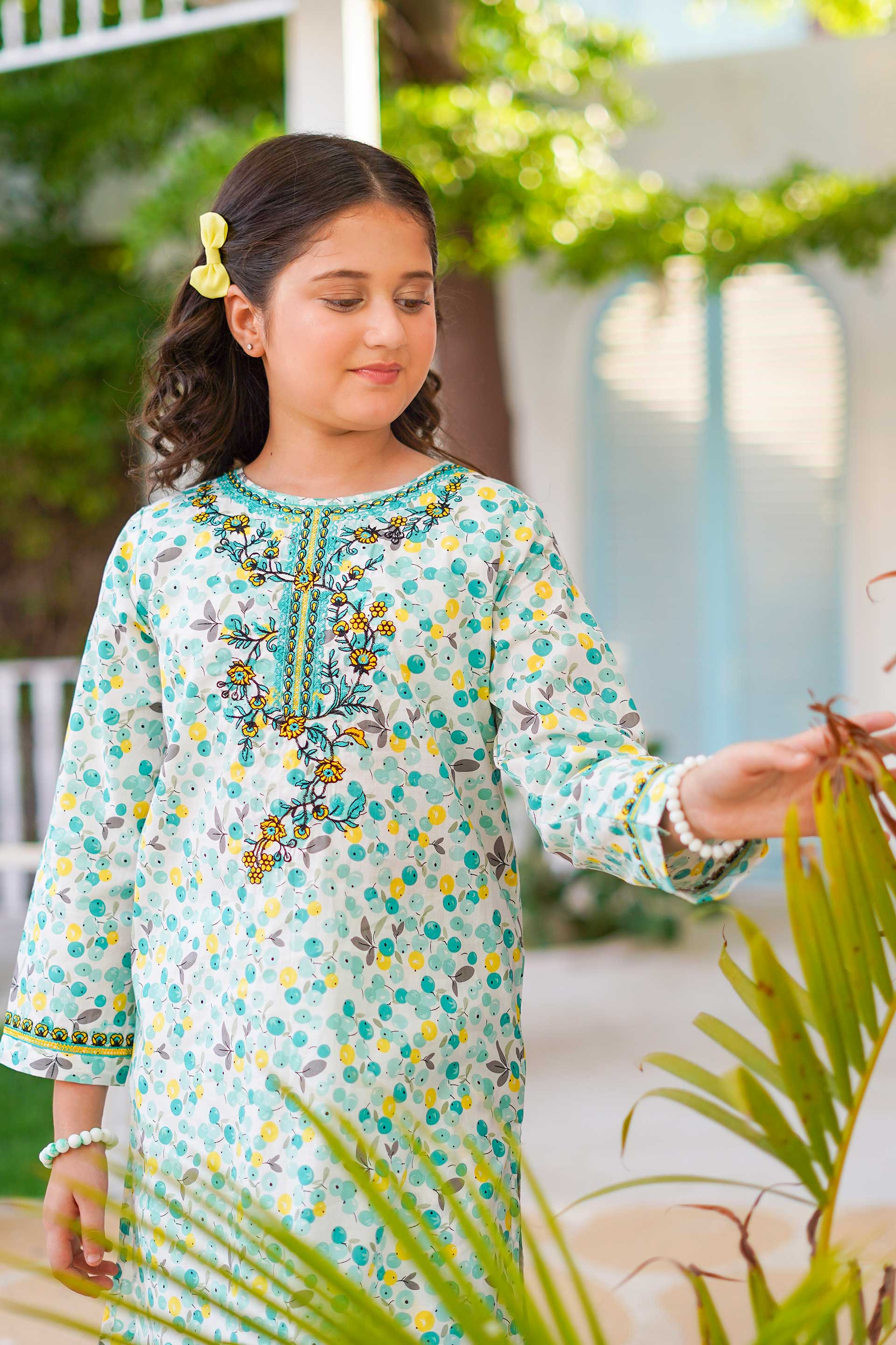 Mint Blossom Delight – Imported Printed China Lawn 2Pc – Aqua Mint (RTW)
