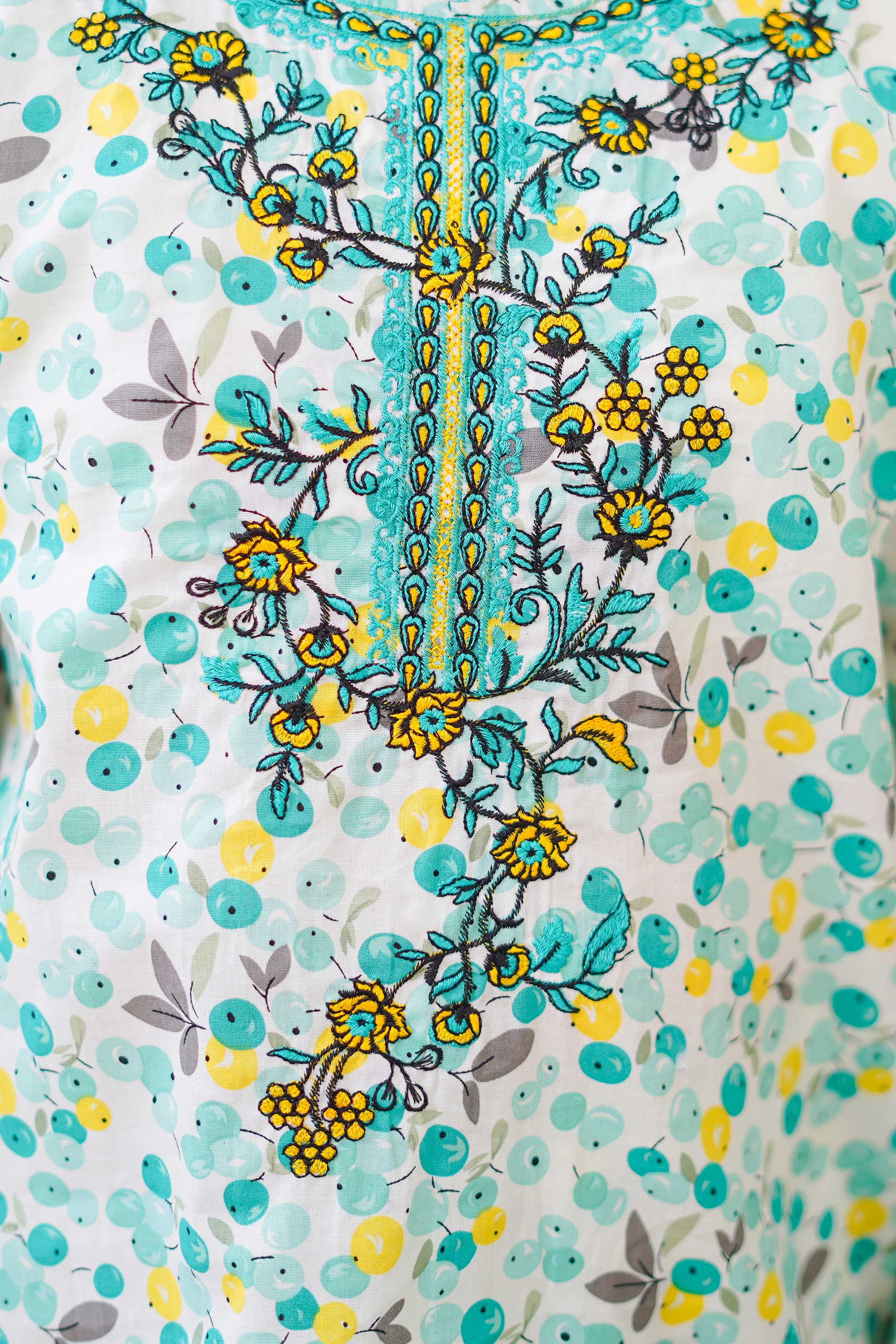 Mint Blossom Delight – Imported Printed China Lawn 2Pc – Aqua Mint (RTW)