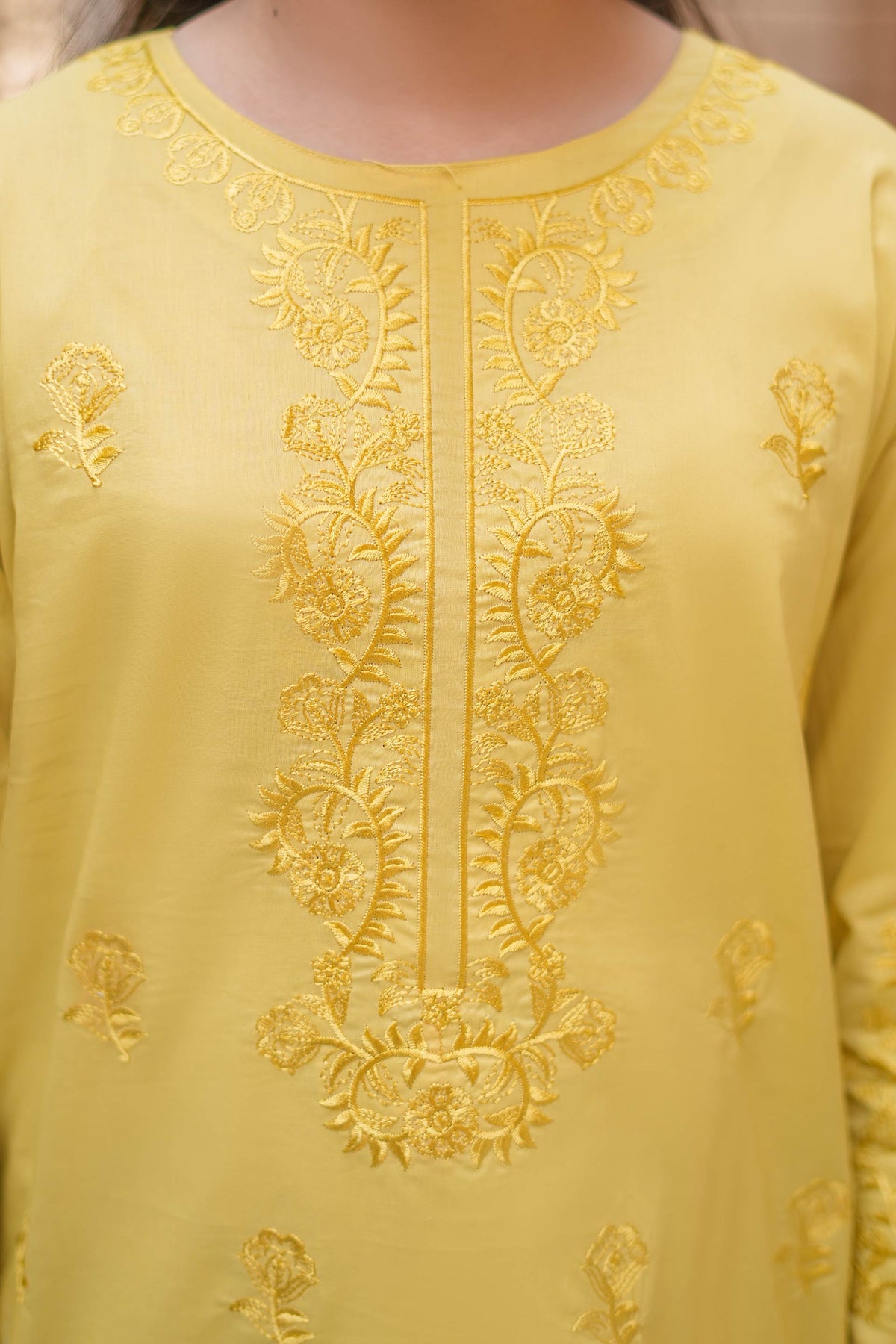 Sunlit Bloom Cotton Embroidered 2Pc – Mustard (RTW)