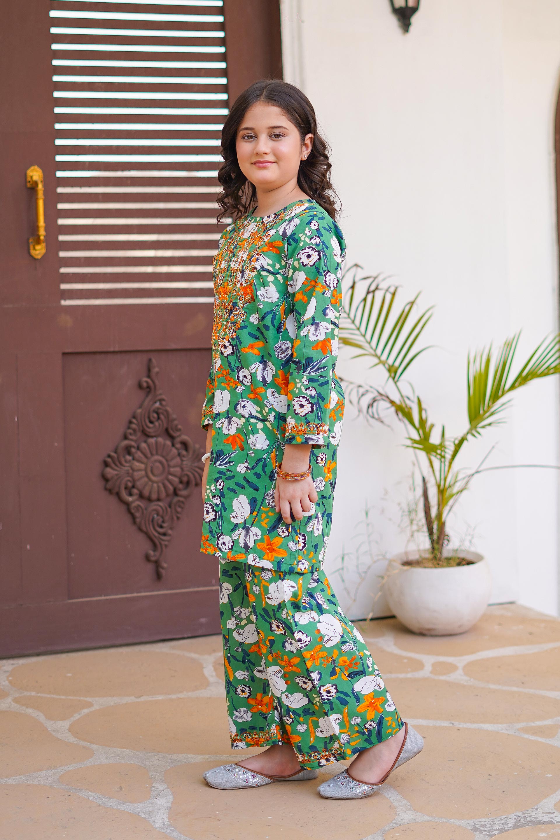 Emerald Garden Charm Set – Imported Printed China Lawn Green (RTW)