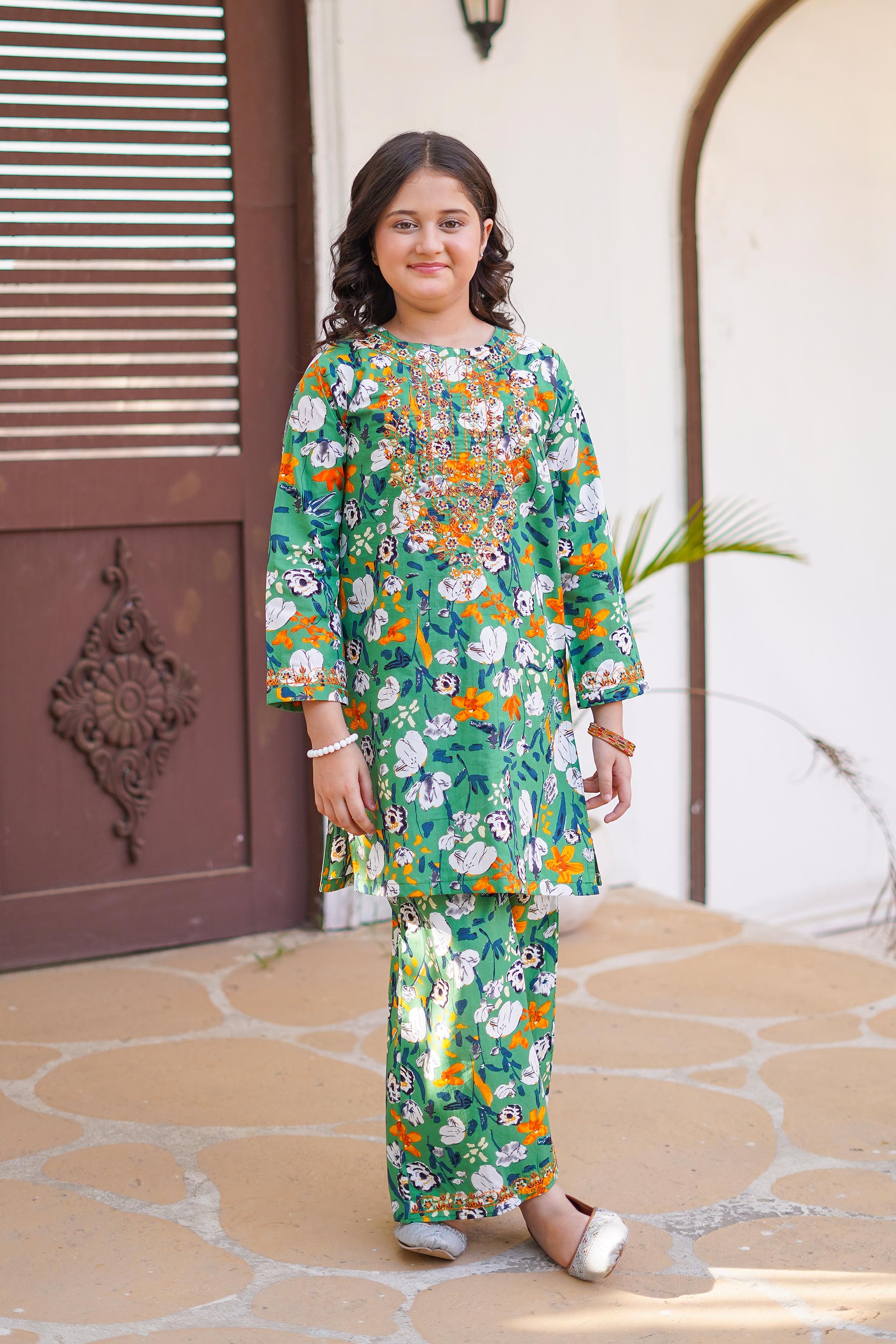Emerald Garden Charm Set – Imported Printed China Lawn Green (RTW)