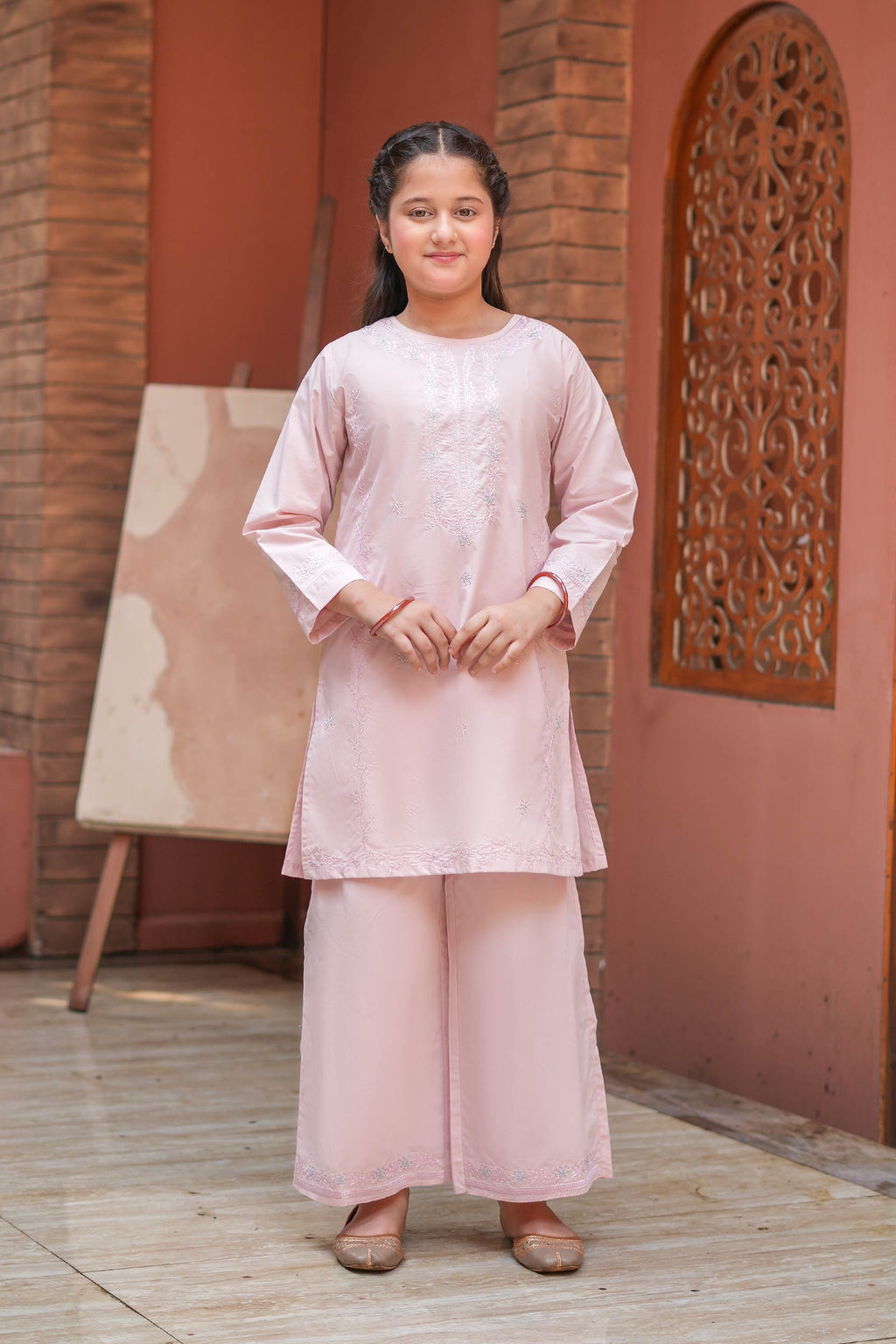 Blush Pearl Premium Cotton Embroidered 2Pc – Pink (RTW)