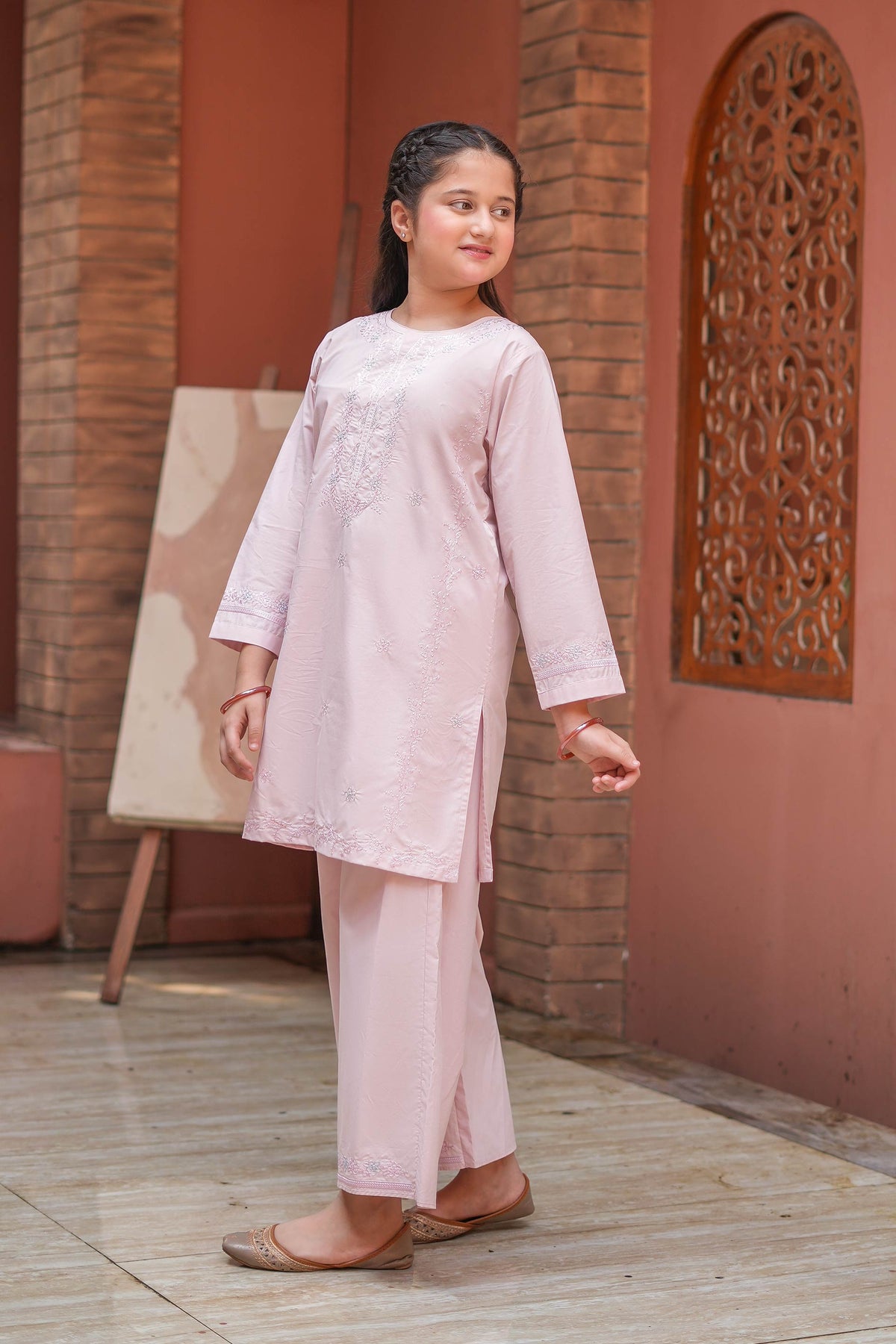 Blush Pearl Premium Cotton Embroidered 2Pc – Pink (RTW)