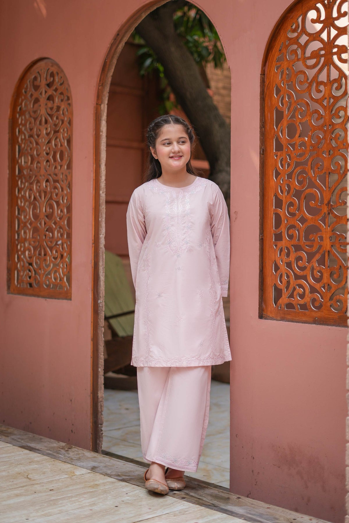 Blush Pearl Premium Cotton Embroidered 2Pc – Pink (RTW)
