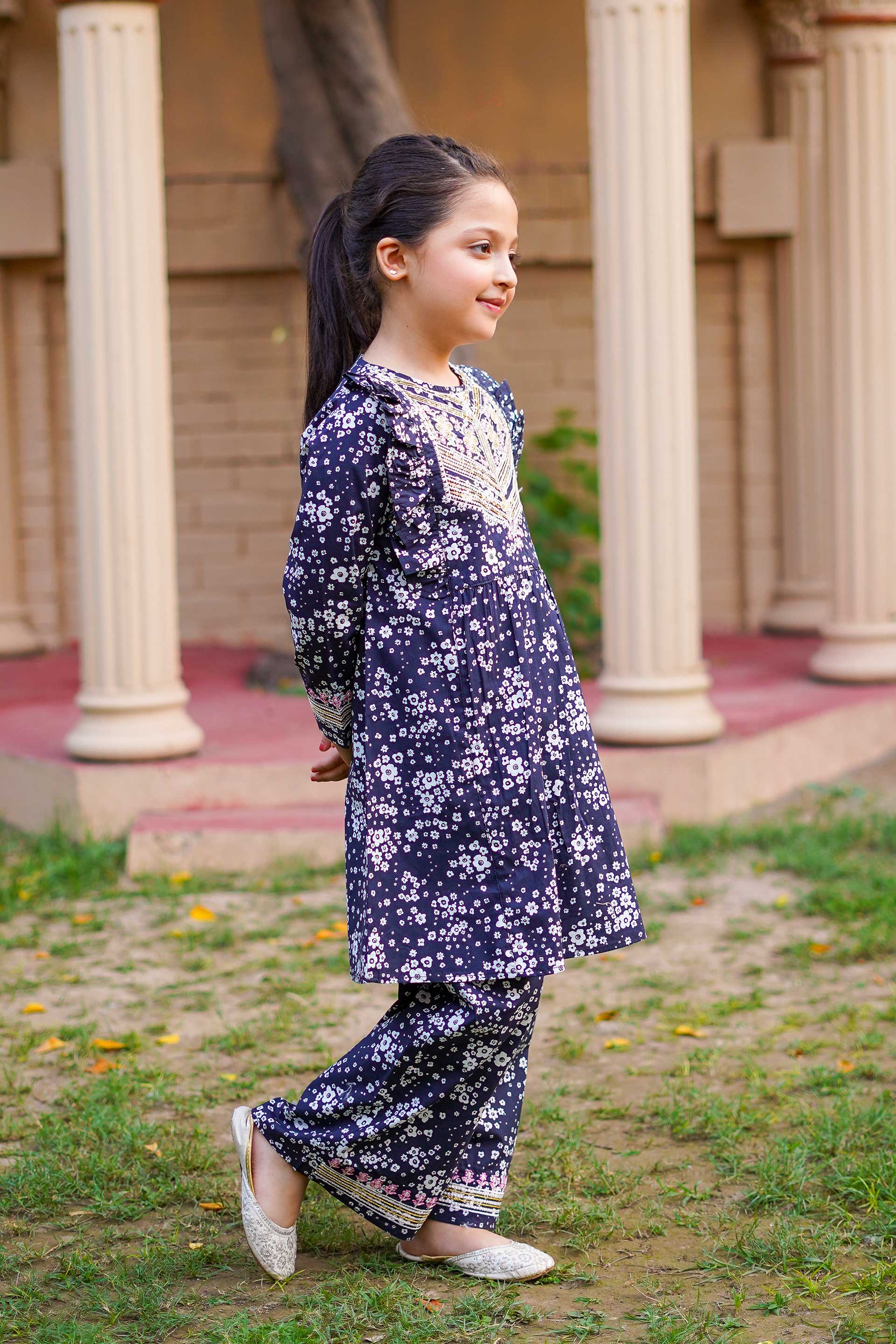 Little Star Blossom – Imported Printed China Lawn 2Pc – Deep Violet (RTW)