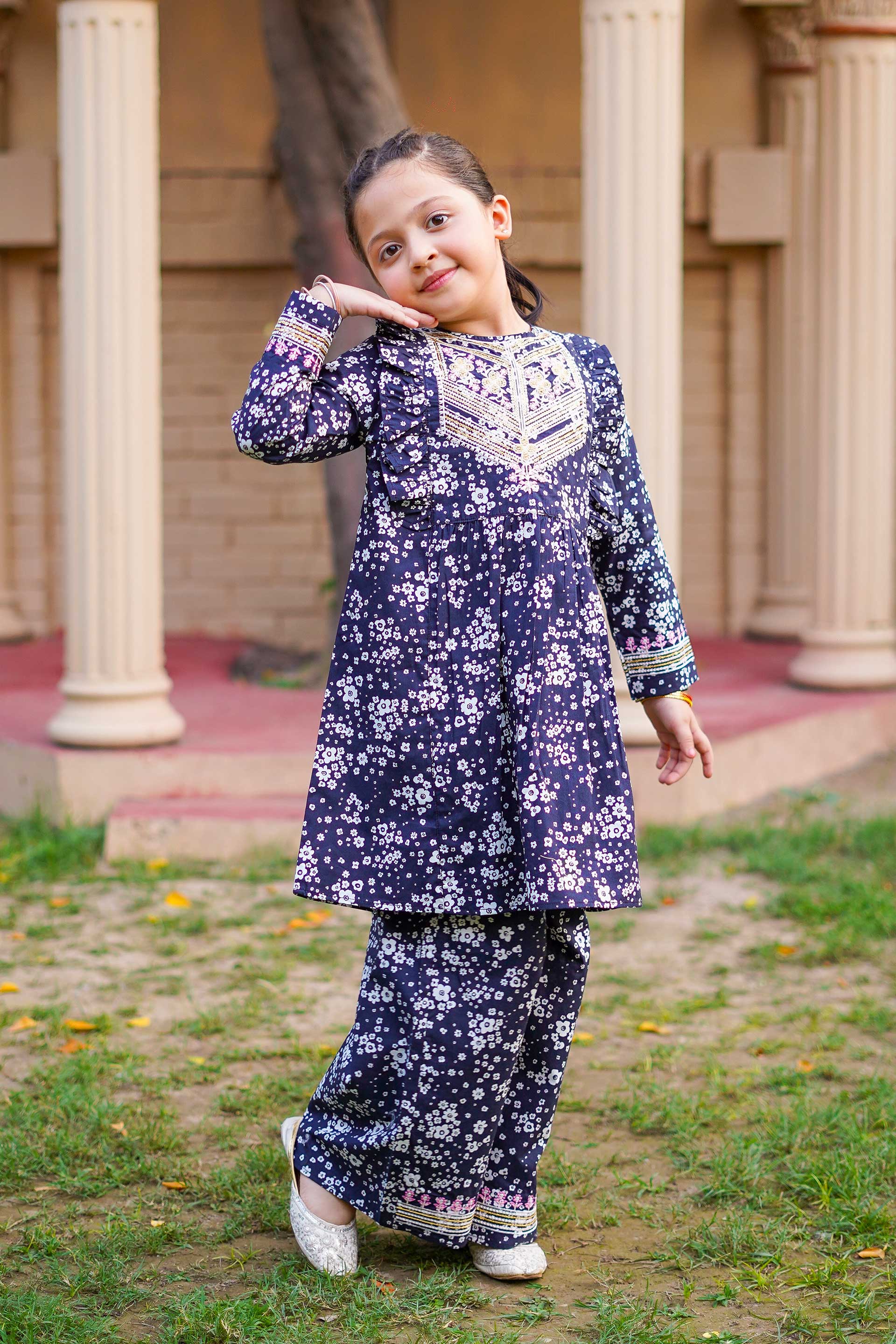 Little Star Blossom – Imported Printed China Lawn 2Pc – Deep Violet (RTW)