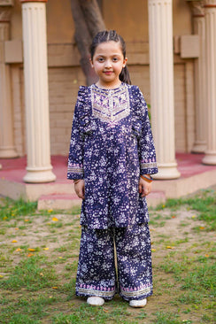 Little Star Blossom – Imported Printed China Lawn 2Pc – Deep Violet (RTW)