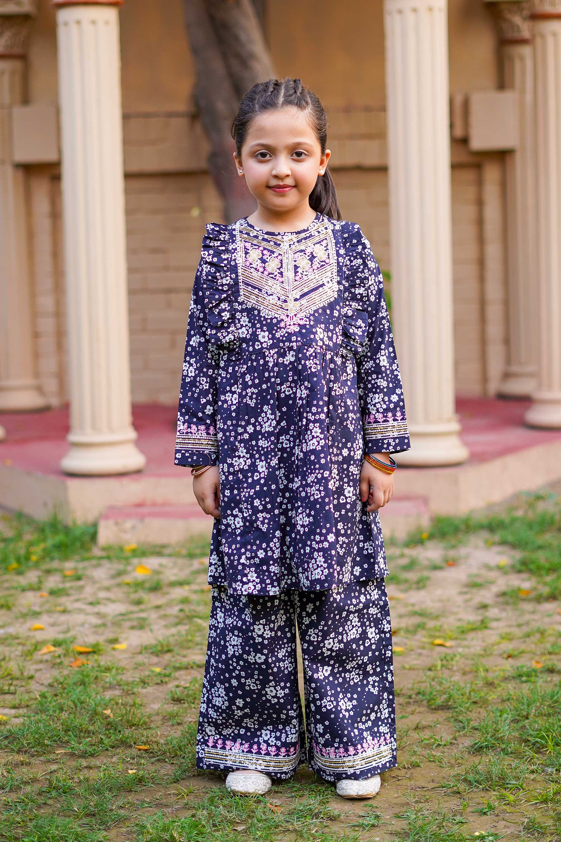 Little Star Blossom – Imported Printed China Lawn 2Pc – Deep Violet (RTW)