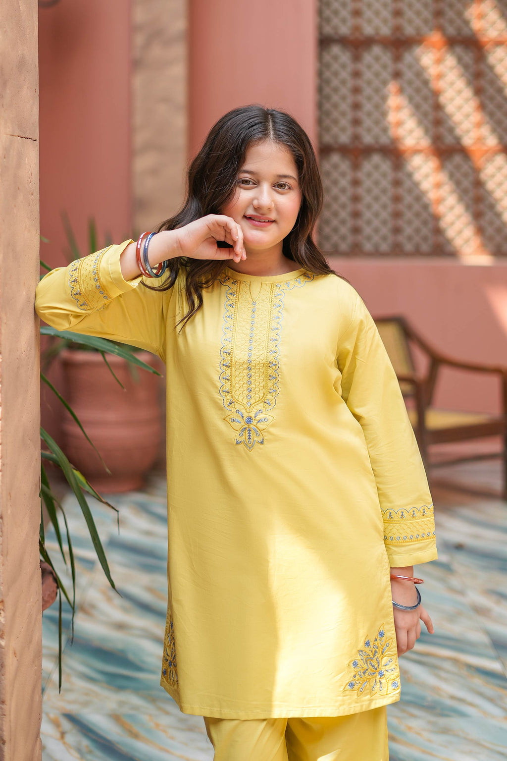 Butter Bloom Premium Cotton Embroidered 2Pc – Apple Green  (RTW)