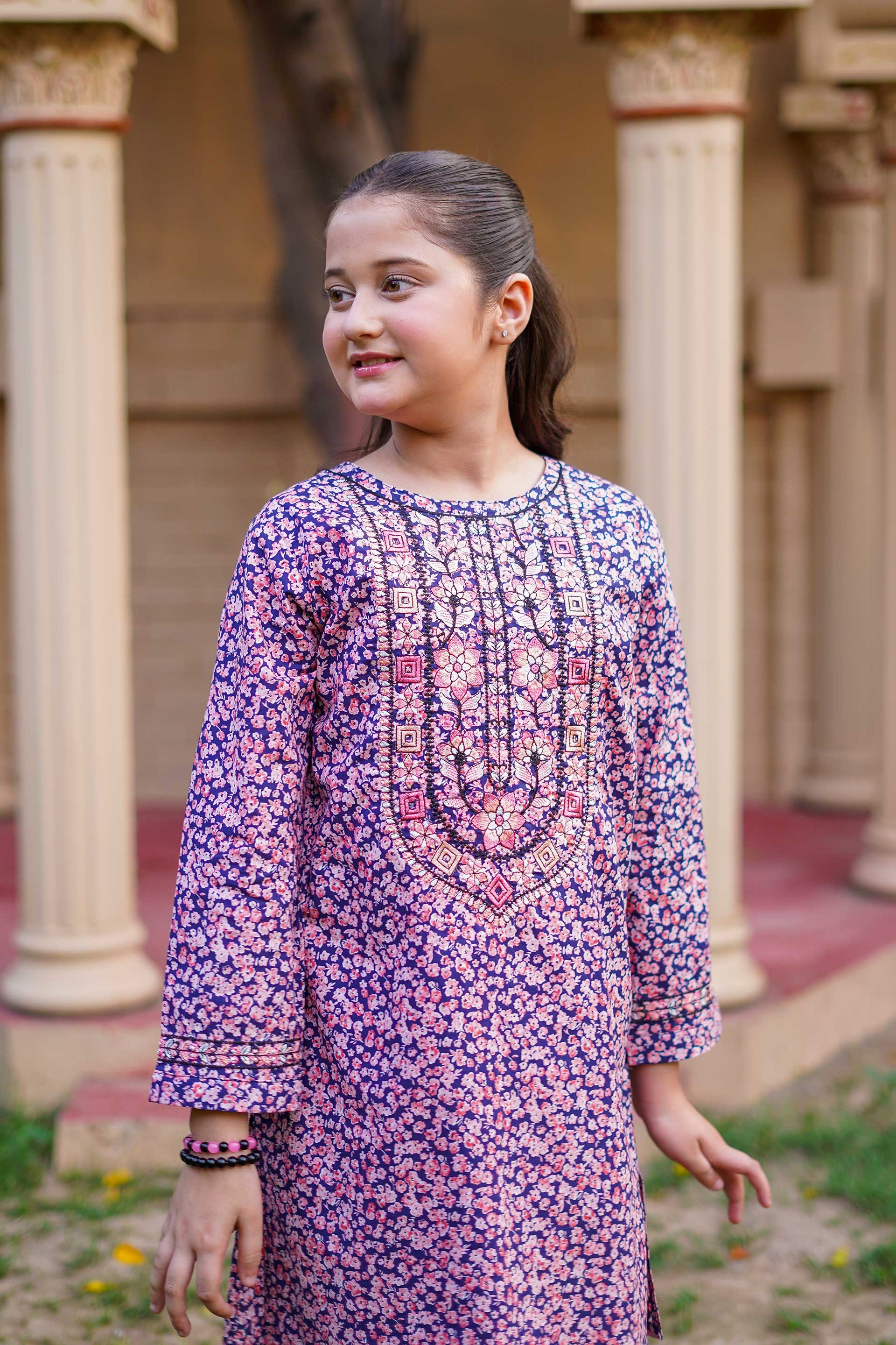 Berry Blossom Charm – Imported Printed China Lawn 2Pc – Plum Purple (RTW)