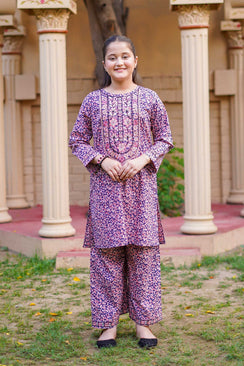 Berry Blossom Charm – Imported Printed China Lawn 2Pc – Plum Purple (RTW)