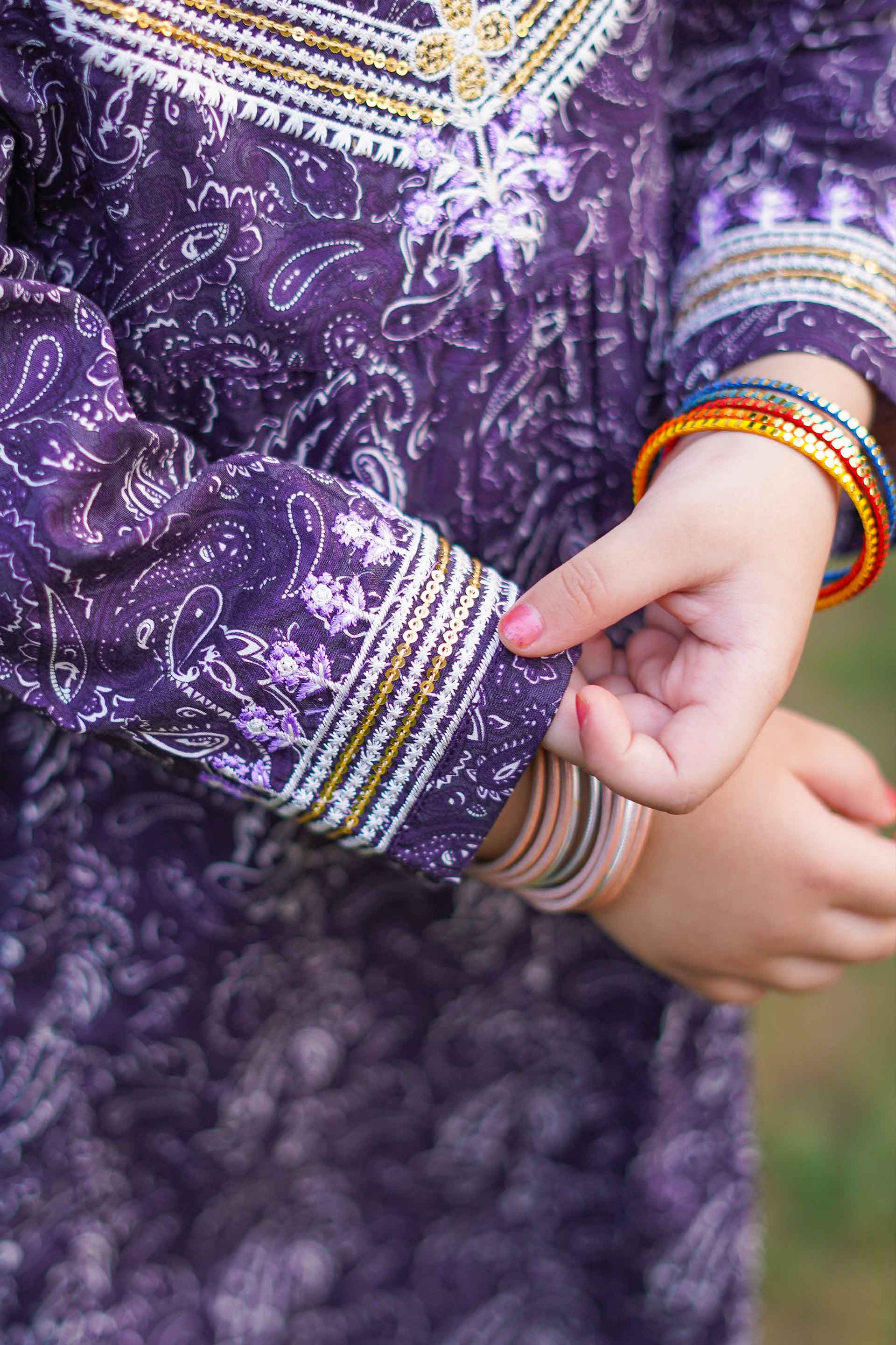 Royal Paisley Princess – Imported Printed China Lawn 2Pc – Deep Plum (RTW)