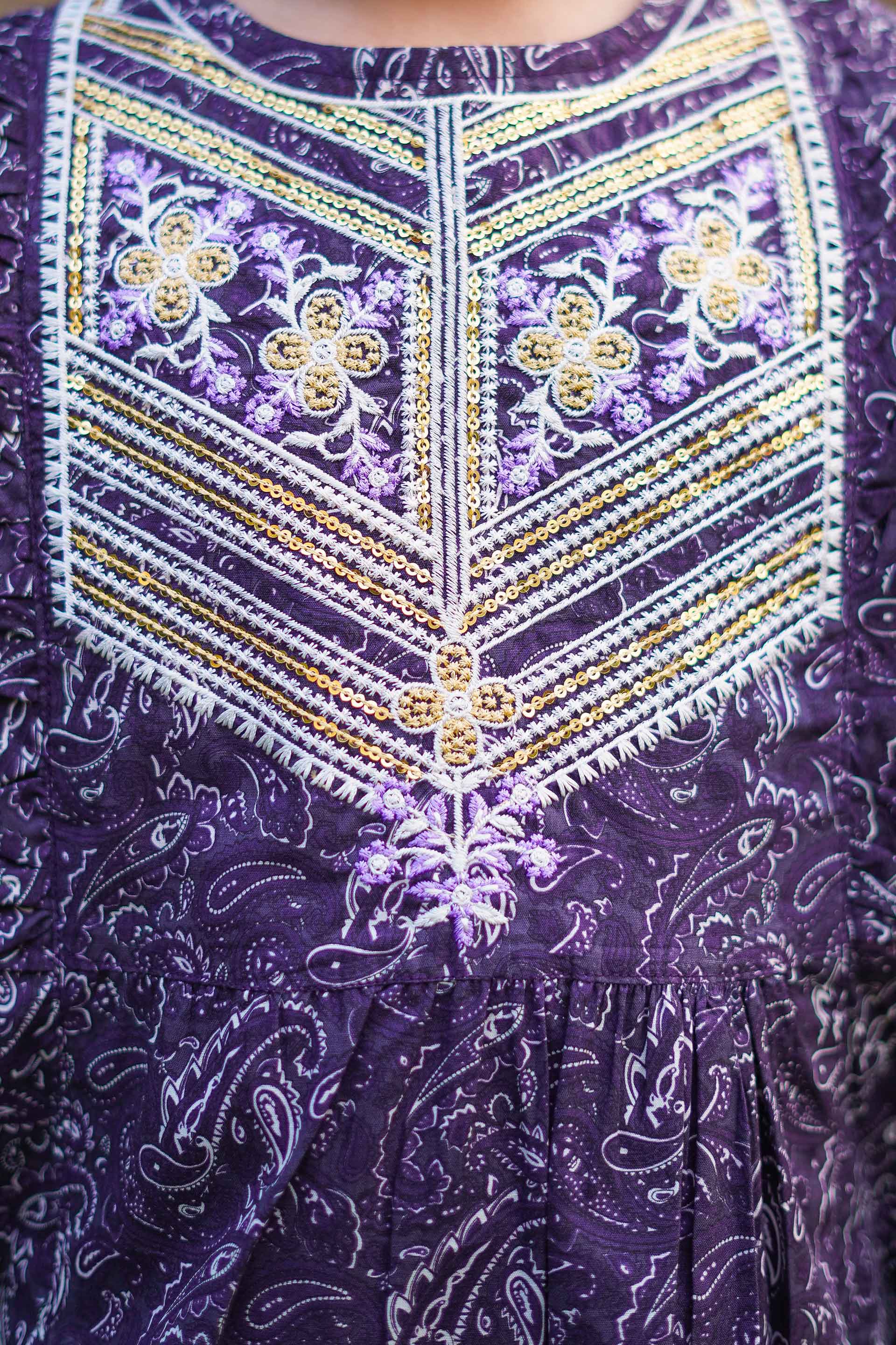 Royal Paisley Princess – Imported Printed China Lawn 2Pc – Deep Plum (RTW)