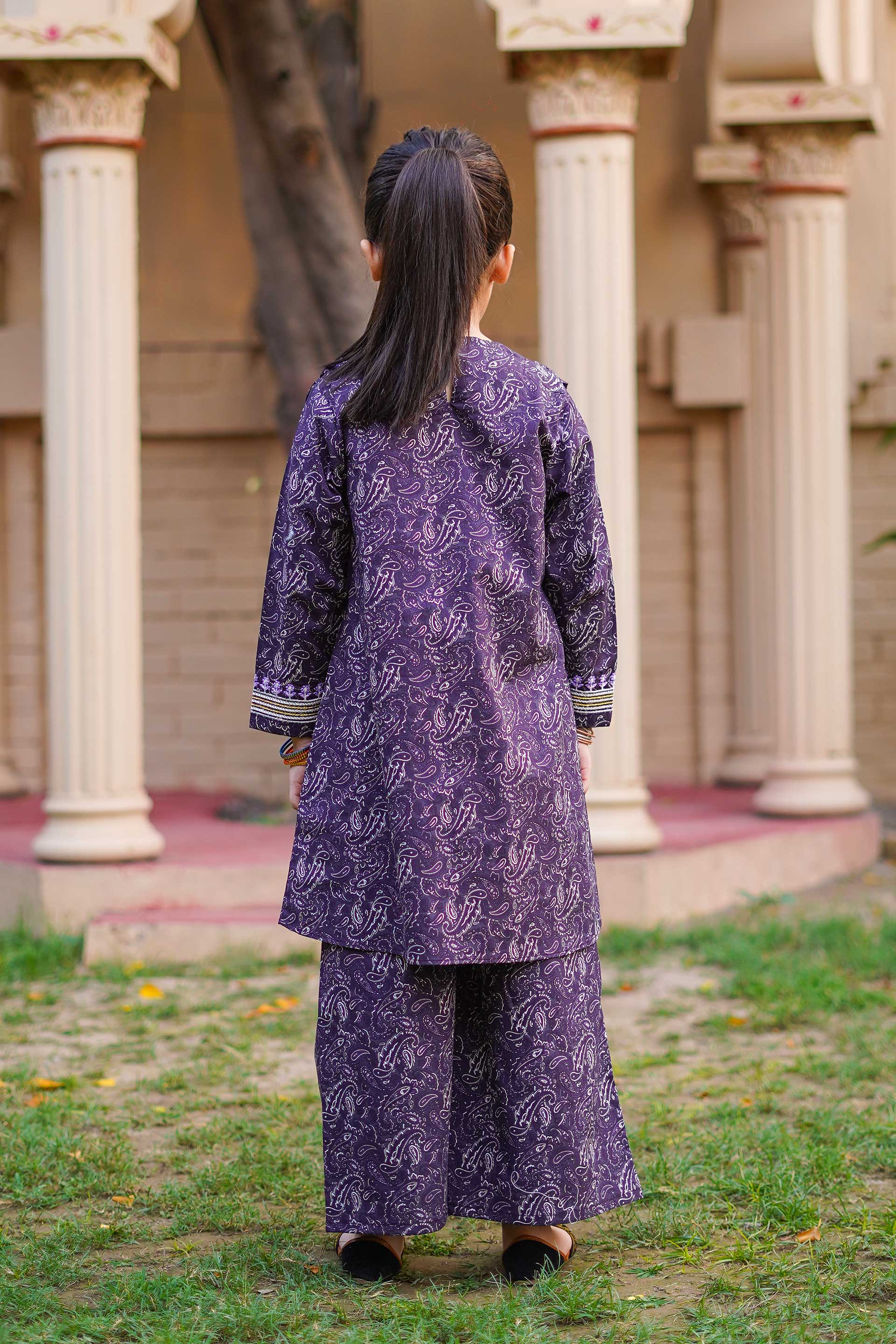 Royal Paisley Princess – Imported Printed China Lawn 2Pc – Deep Plum (RTW)