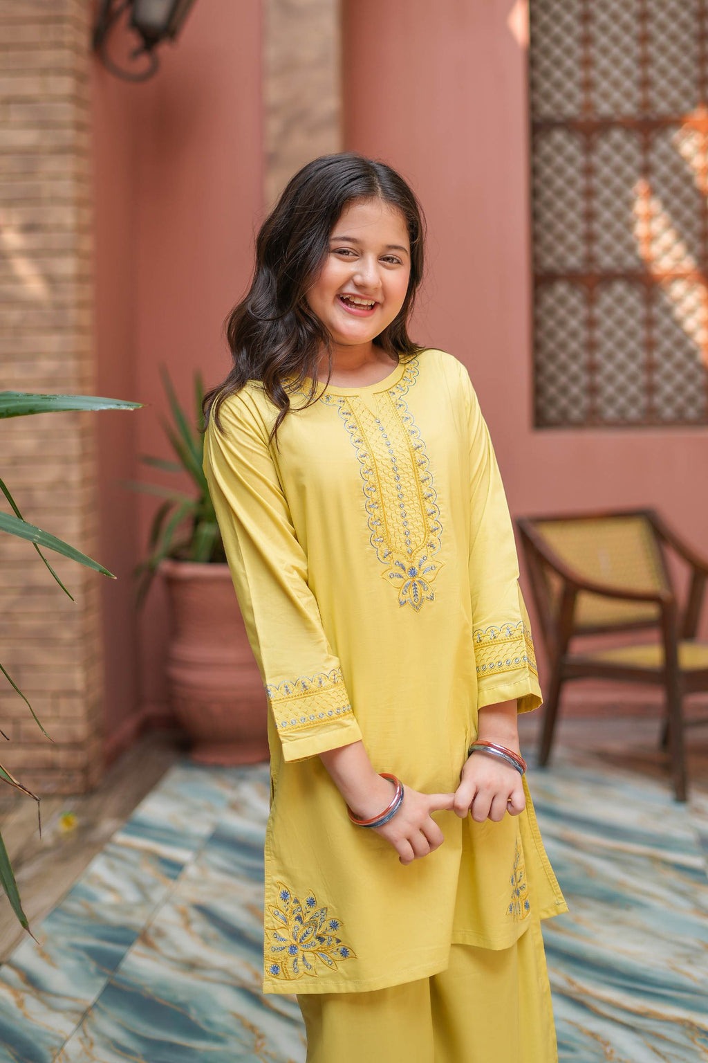 Butter Bloom Premium Cotton Embroidered 2Pc – Apple Green  (RTW)