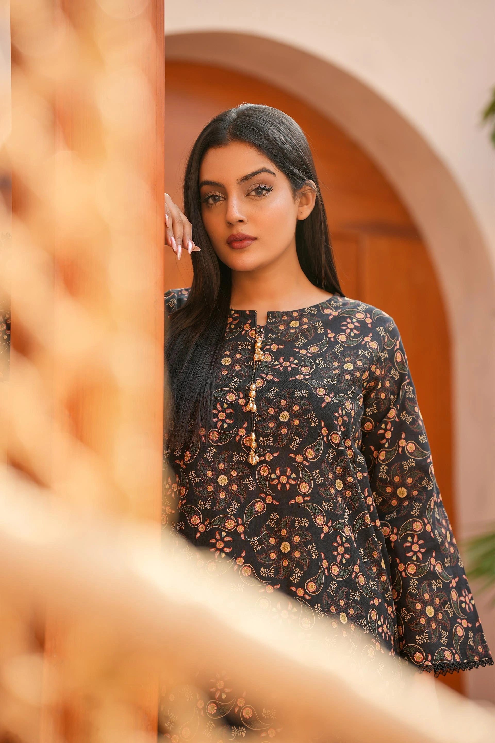 Luxury Khaddar Co-Ord Set for Women | Black Printed Winter Dress