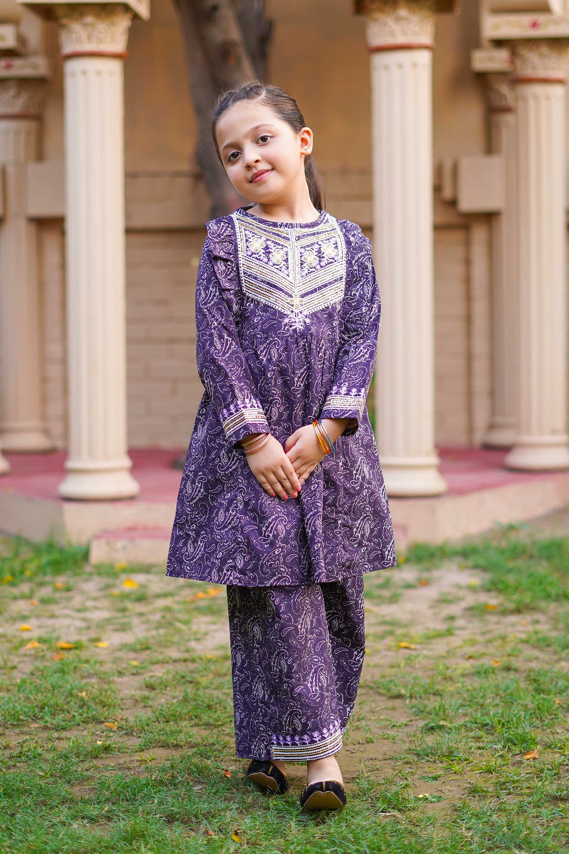 Royal Paisley Princess – Imported Printed China Lawn 2Pc – Deep Plum (RTW)