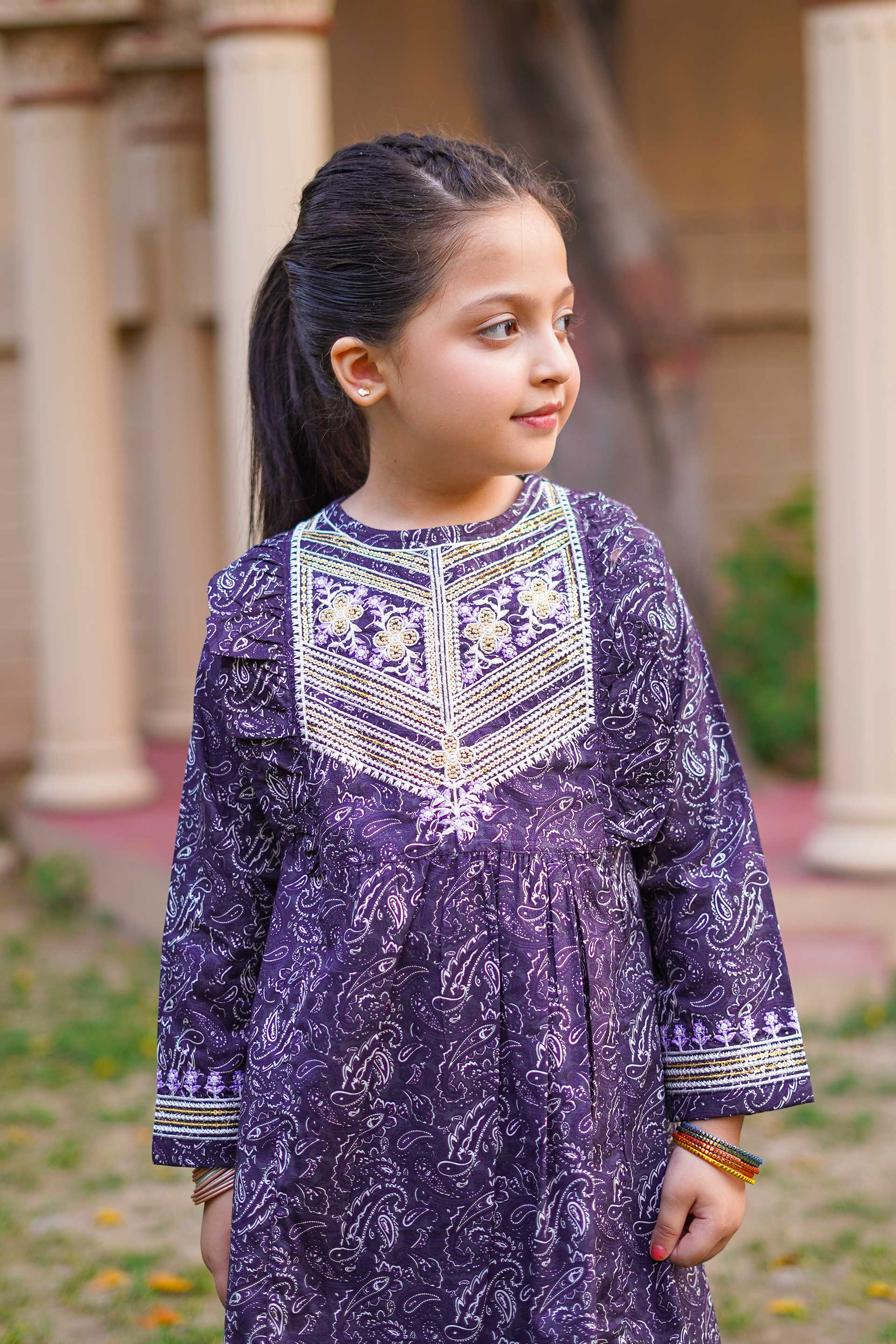Royal Paisley Princess – Imported Printed China Lawn 2Pc – Deep Plum (RTW)