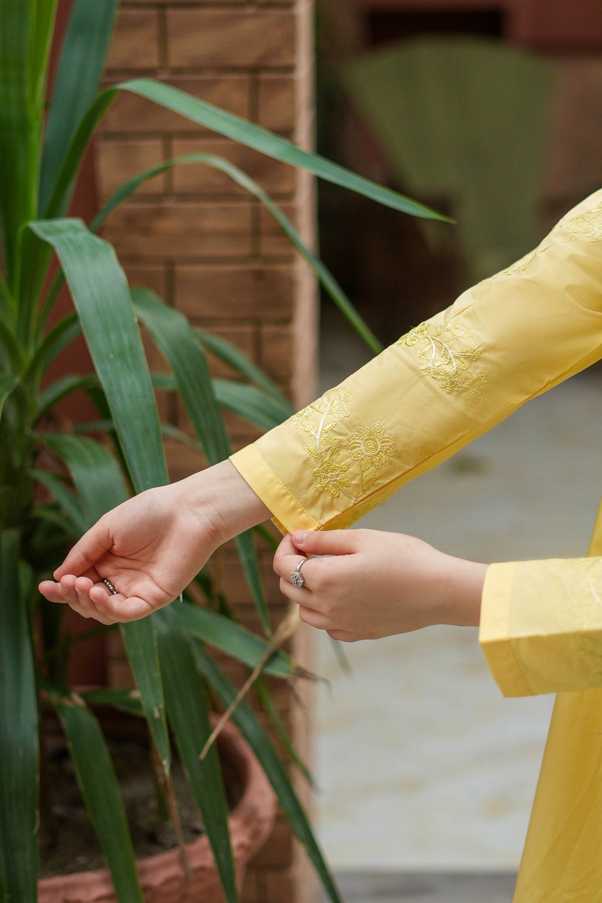 Lemon Bloom Premium Cotton Embroidered 2Pc – Yellow (RTW)