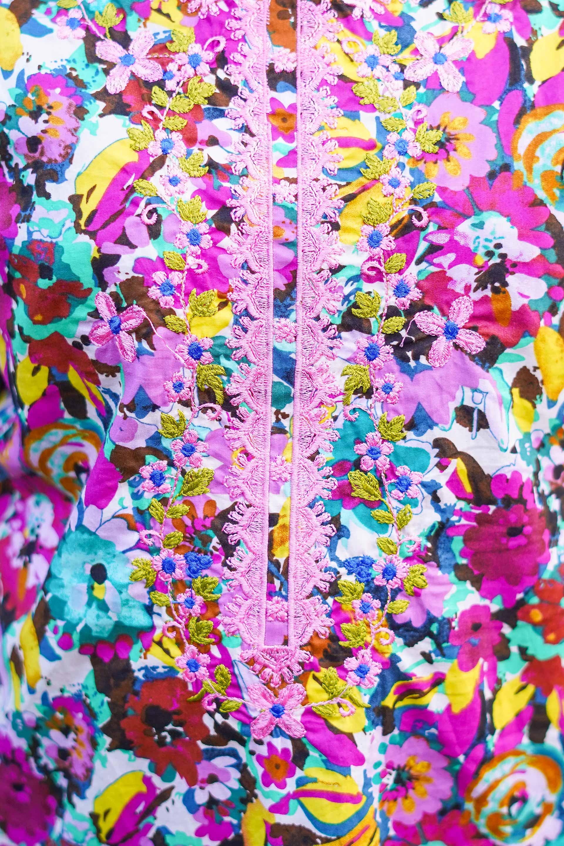 Rainbow Garden Delight – Imported Printed China Lawn 2Pc – Multi Pink (RTW)