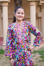 Rainbow Garden Delight – Imported Printed China Lawn 2Pc – Multi Pink (RTW)