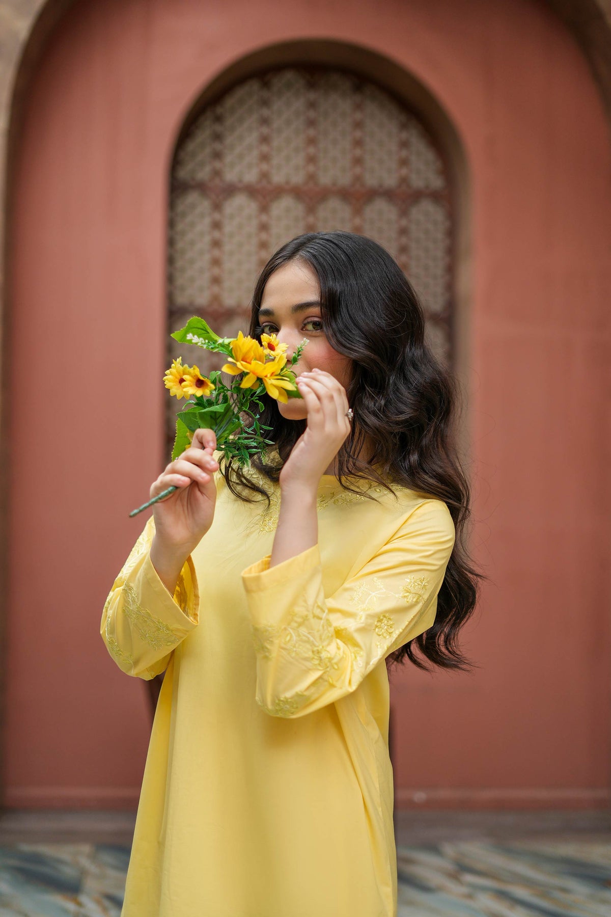 Lemon Bloom Premium Cotton Embroidered 2Pc – Yellow (RTW)