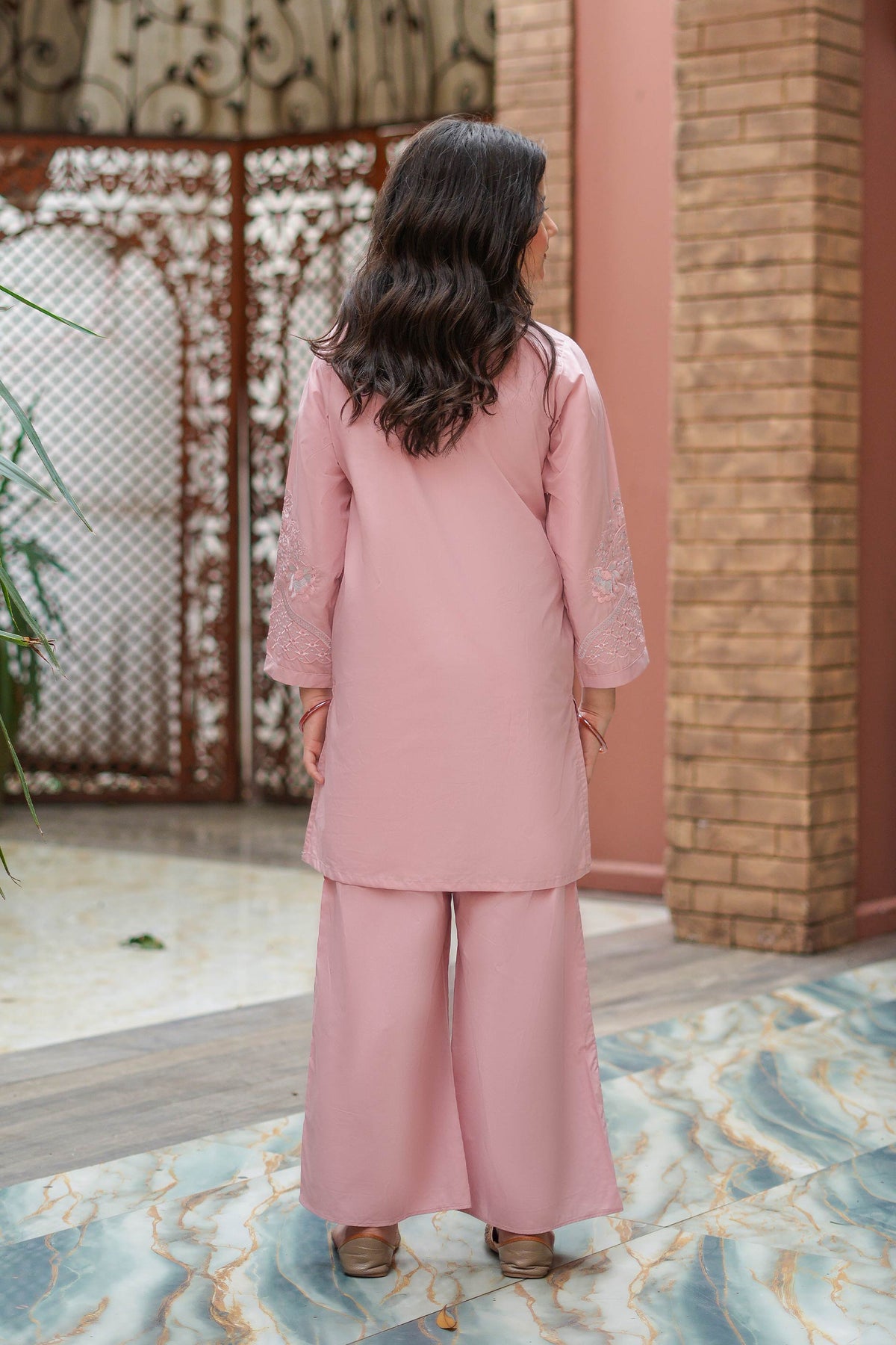Rose Petalia Premium Cotton Embroidered 2Pc – Blush (RTW)