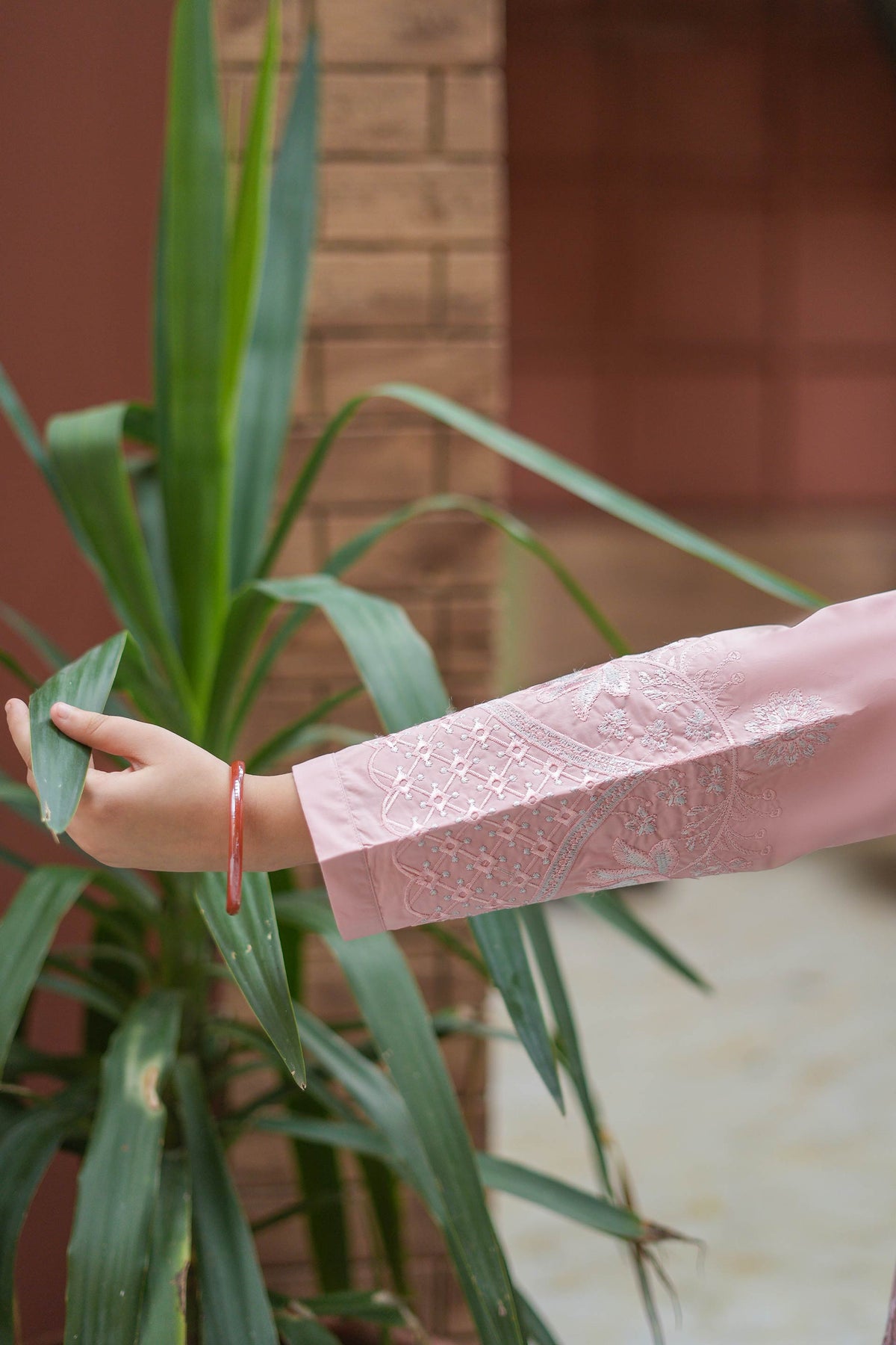 Rose Petalia Premium Cotton Embroidered 2Pc – Blush (RTW)