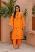 Luxury Winter Khaddar Suit for Women | Orange Floral All-Over Print
