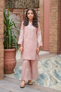 Rose Veil Premium Cotton Embroidered 2Pc – Blush (RTW)