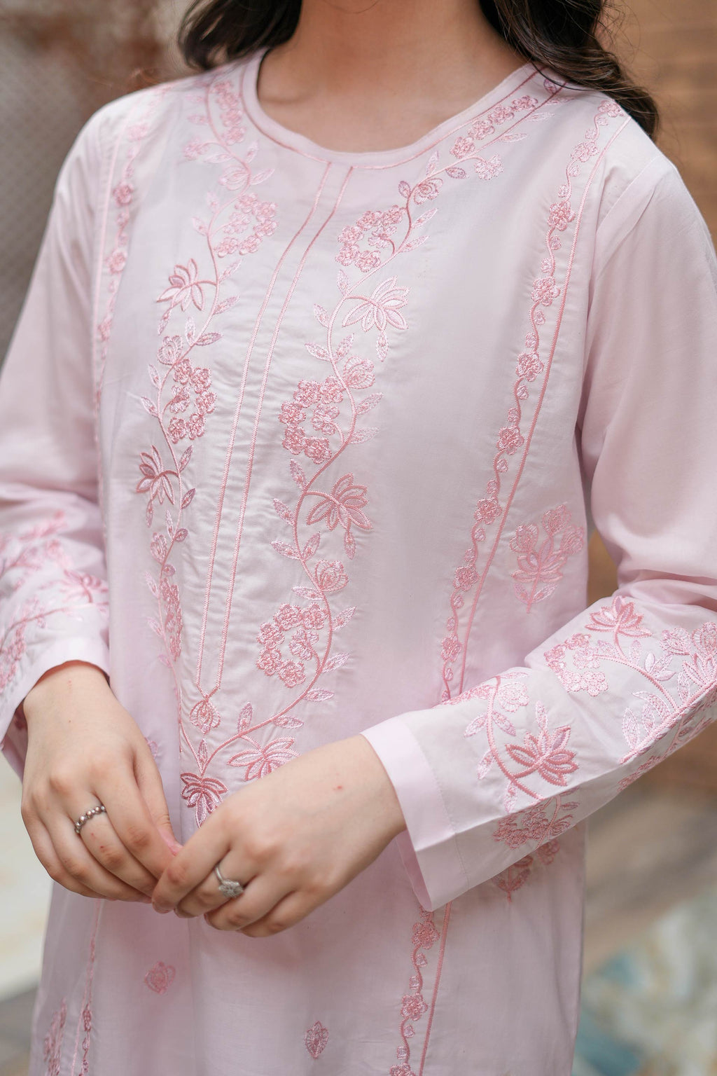 Pearl Rose Premium Cotton Embroidered 2Pc – Blush (RTW)