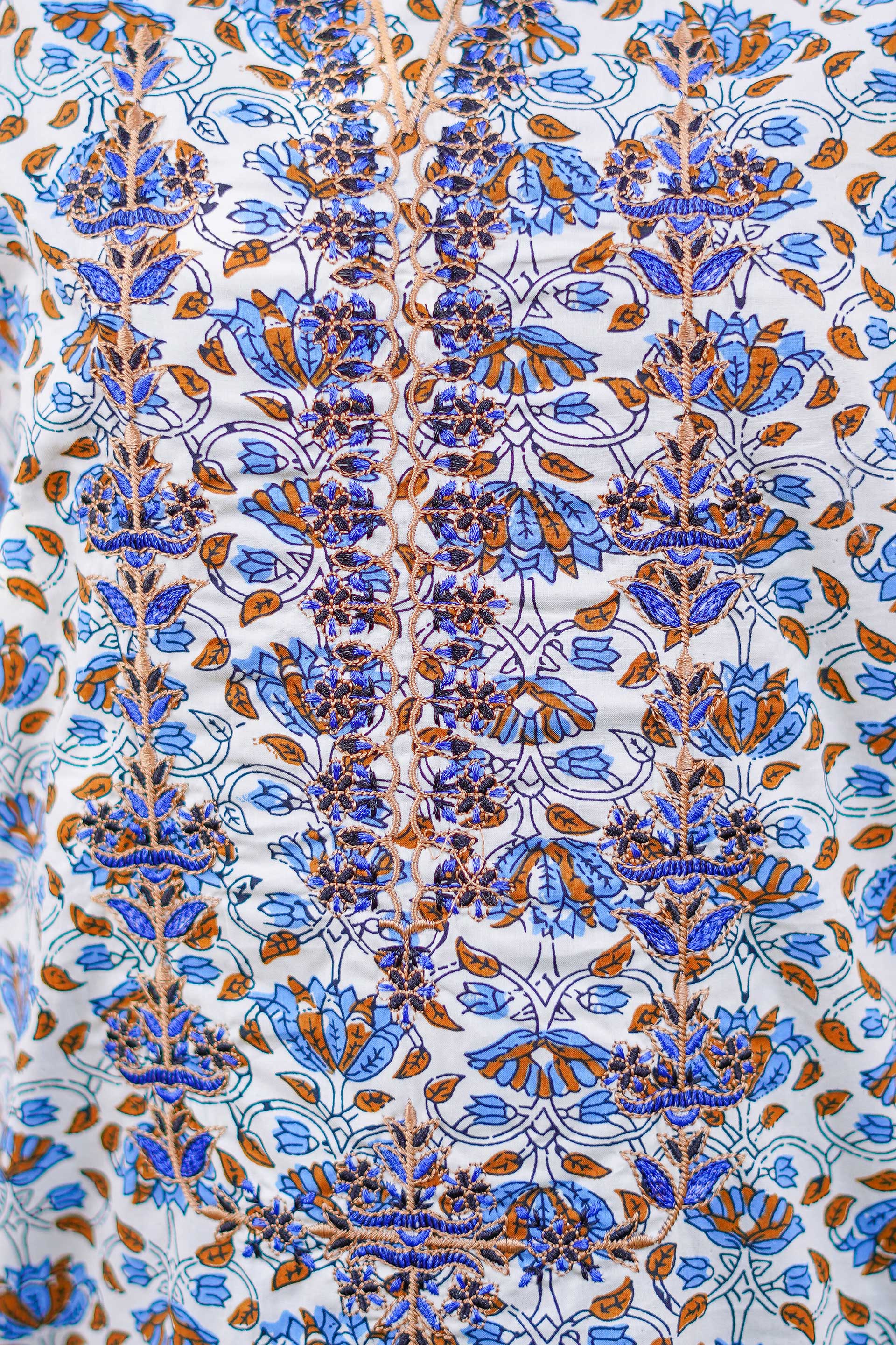 Ivory Heritage Bloom Set – Printed China Lawn Beige (RTW)