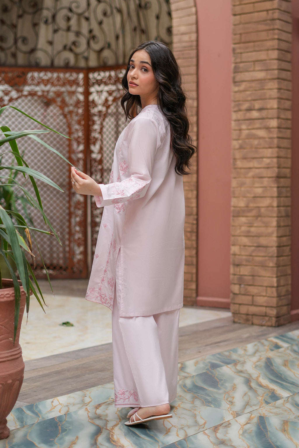 Pearl Rose Premium Cotton Embroidered 2Pc – Blush (RTW)