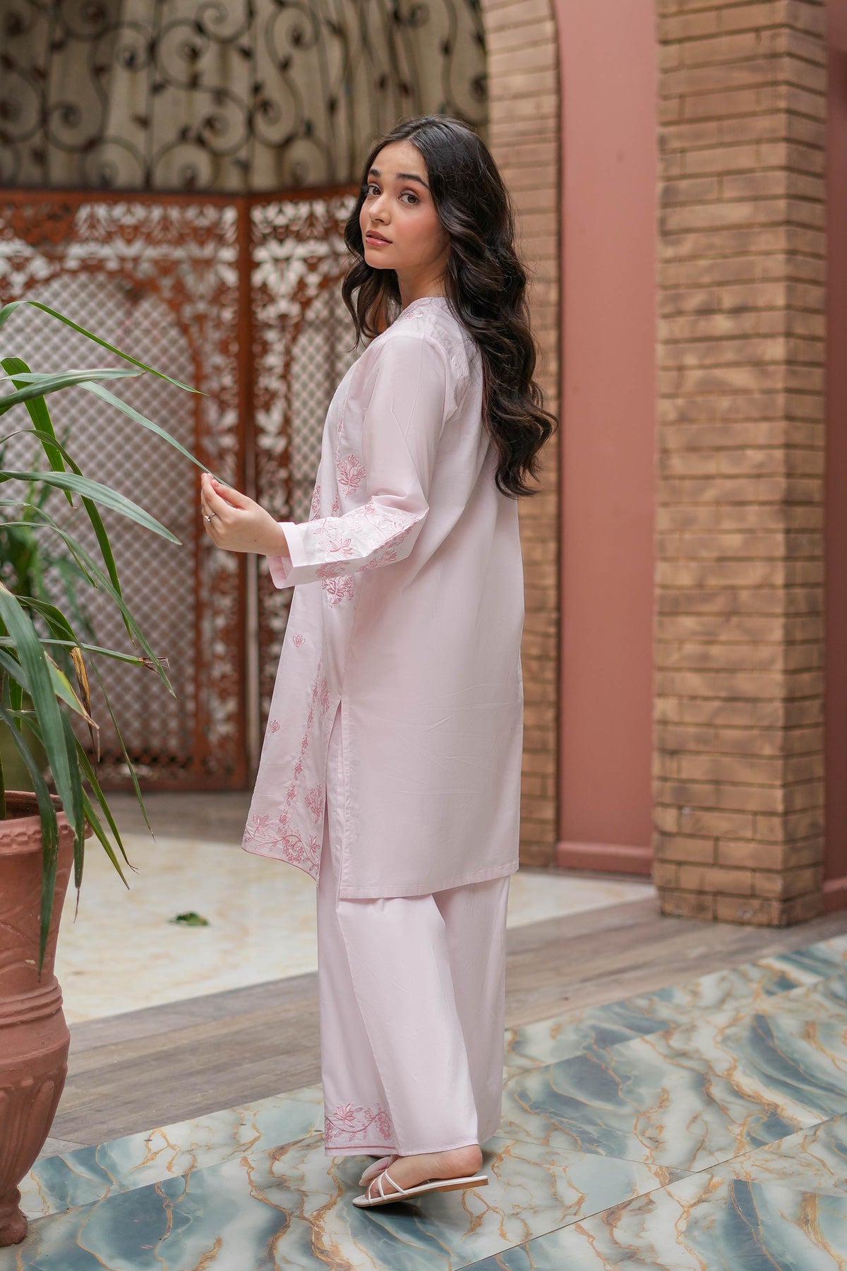 Pearl Rose Premium Cotton Embroidered 2Pc – Blush (RTW)