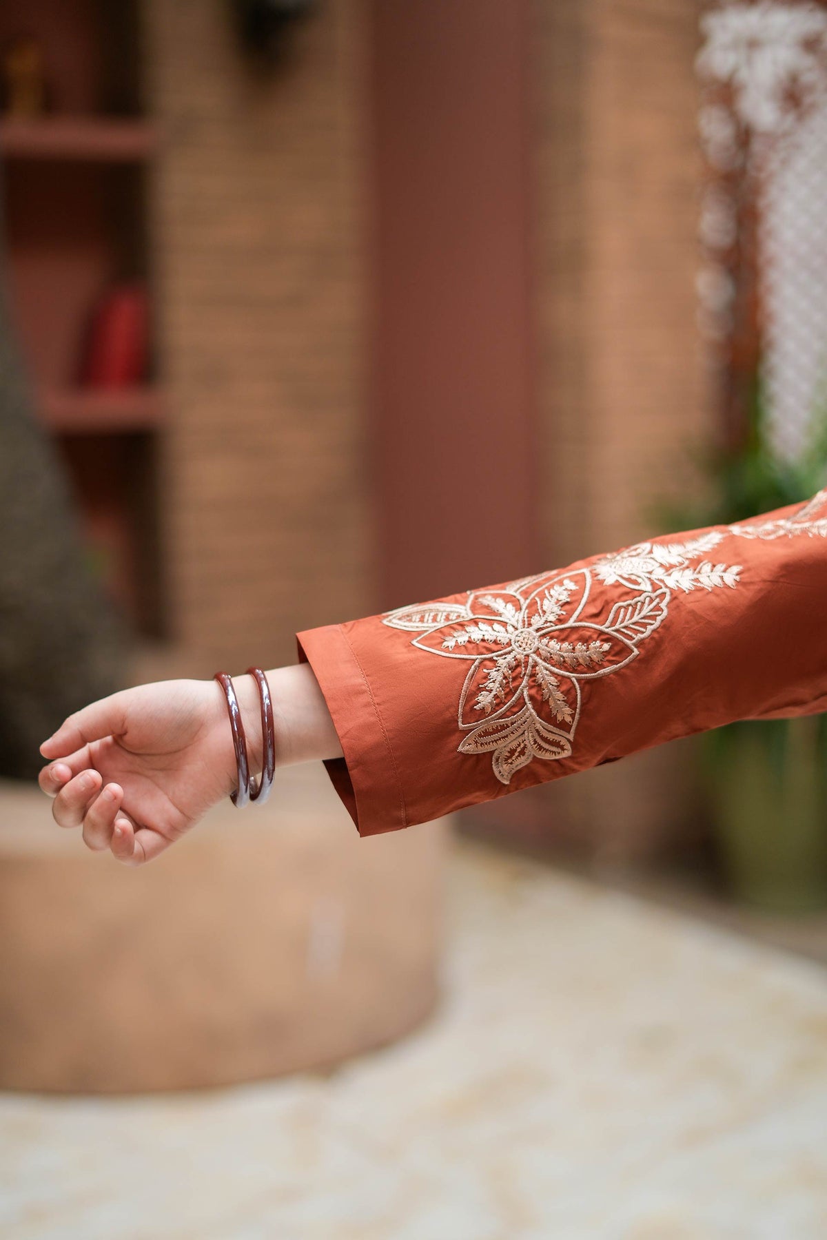 Terra Bloom Premium Cotton Embroidered 2Pc – Rust (RTW)