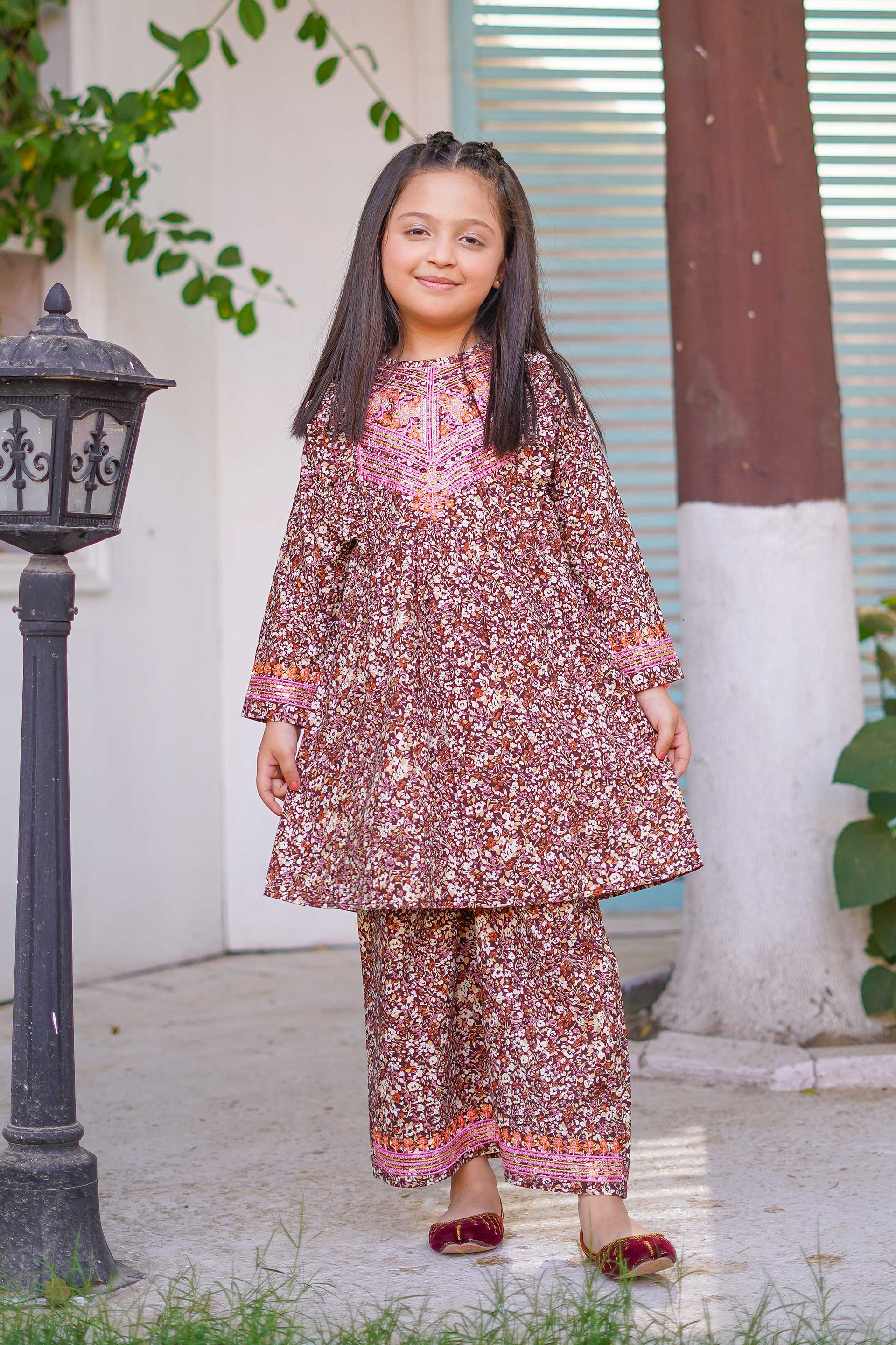 Rosewood Meadow Charm Set – Printed China Lawn Maroon (RTW)