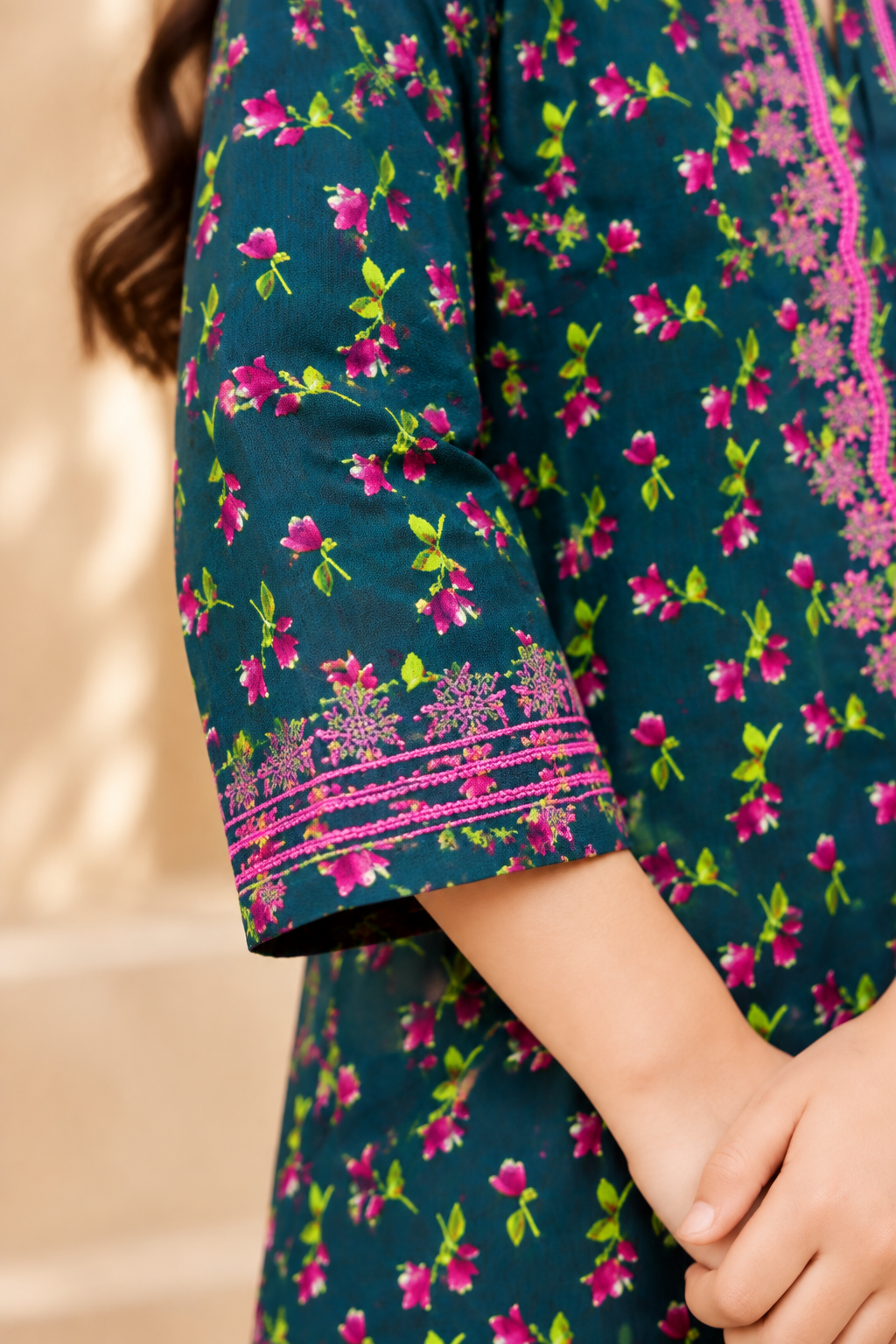 Elegant Kotrai Winter 2Pc – Teal Bloom with Embroidery