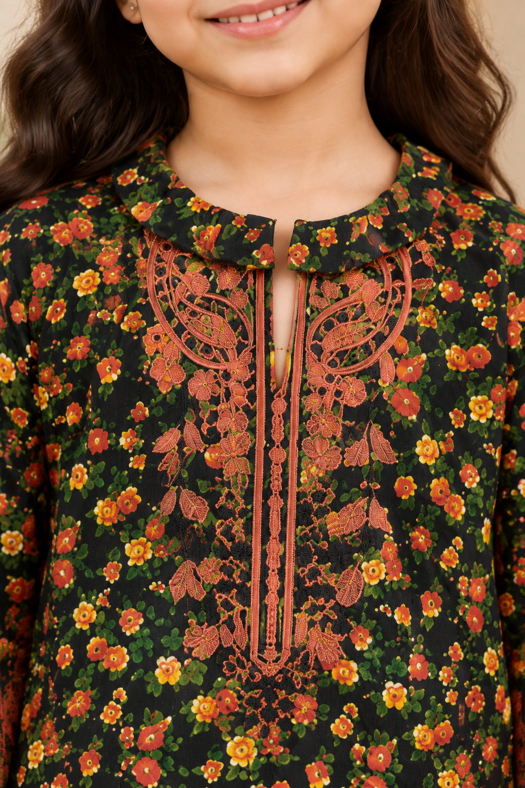 Emerald Bloom Printed Kotrai Embroidered 2Pc Winter Suit