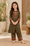 Emerald Bloom Printed Kotrai Embroidered 2Pc Winter Suit