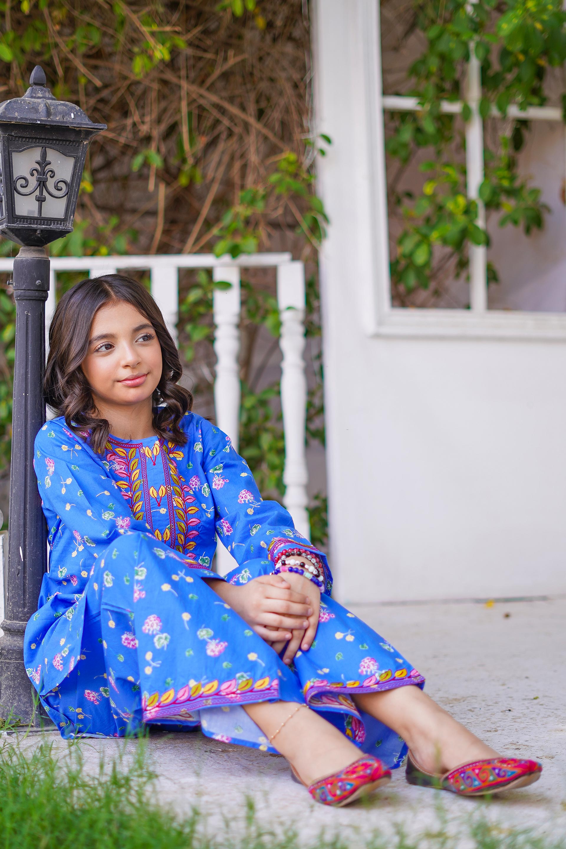 Royal Azure Bloom Set – Printed China Lawn Blue (RTW)