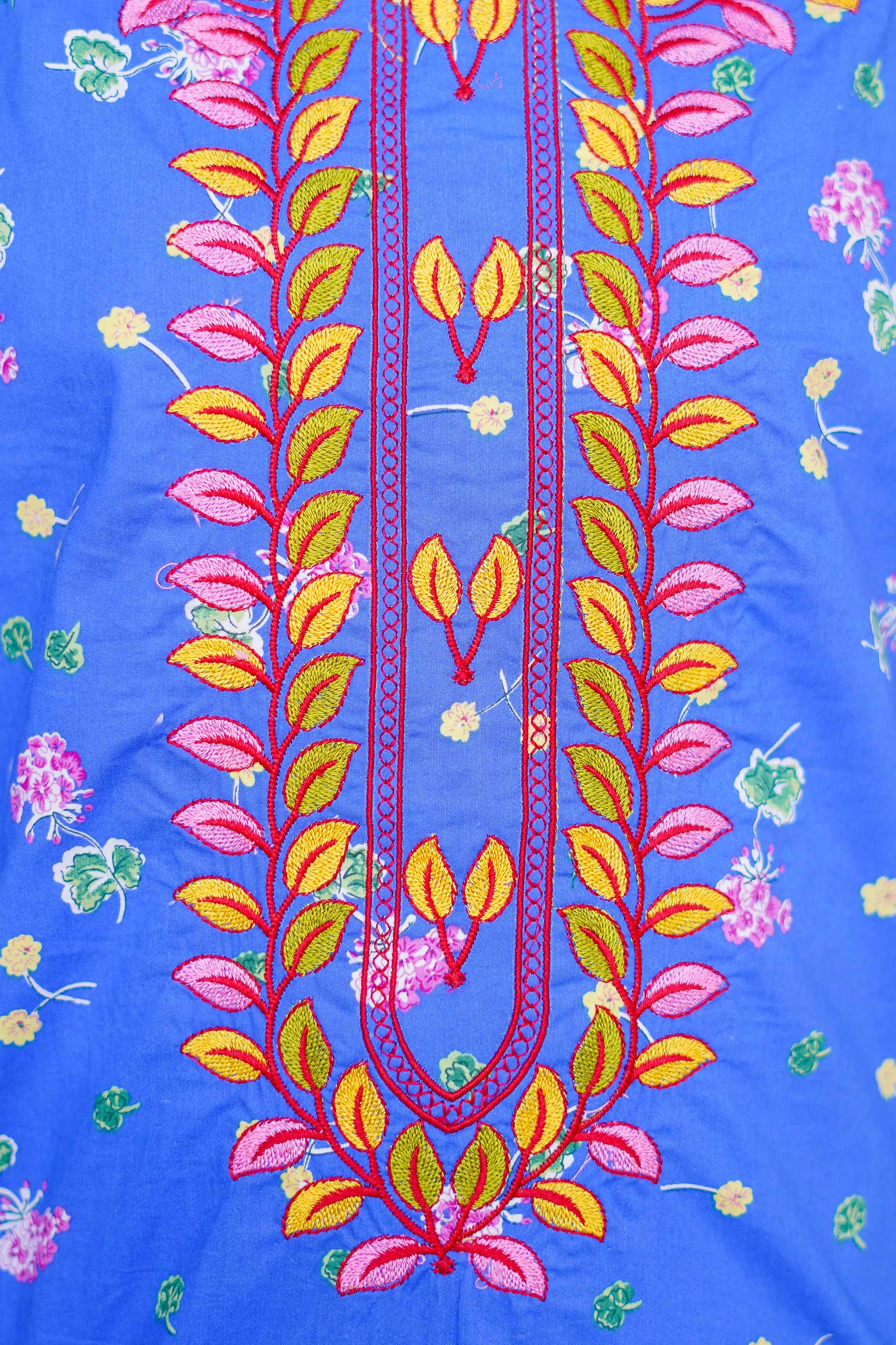 Royal Azure Bloom Set – Printed China Lawn Blue (RTW)