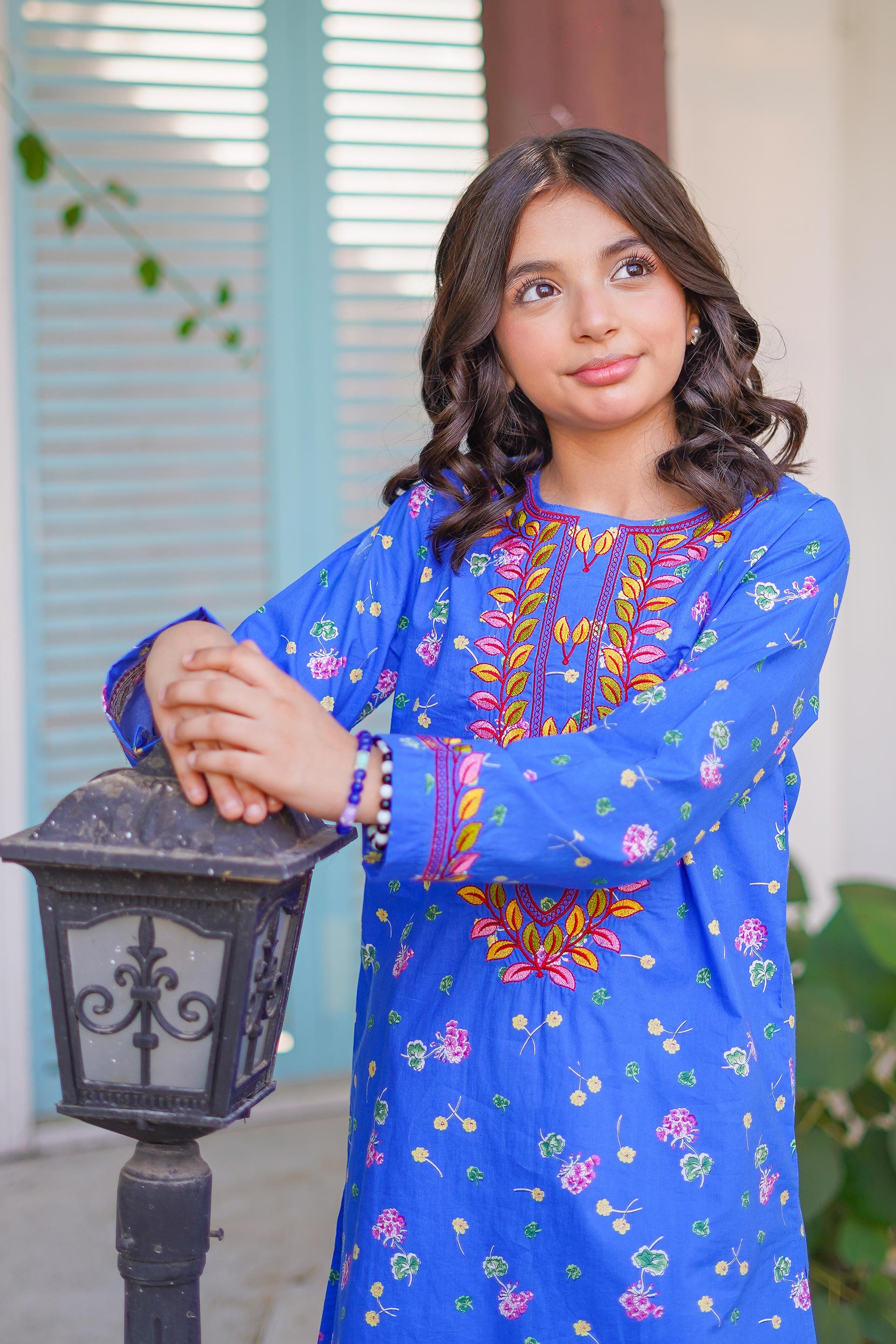 Royal Azure Bloom Set – Printed China Lawn Blue (RTW)