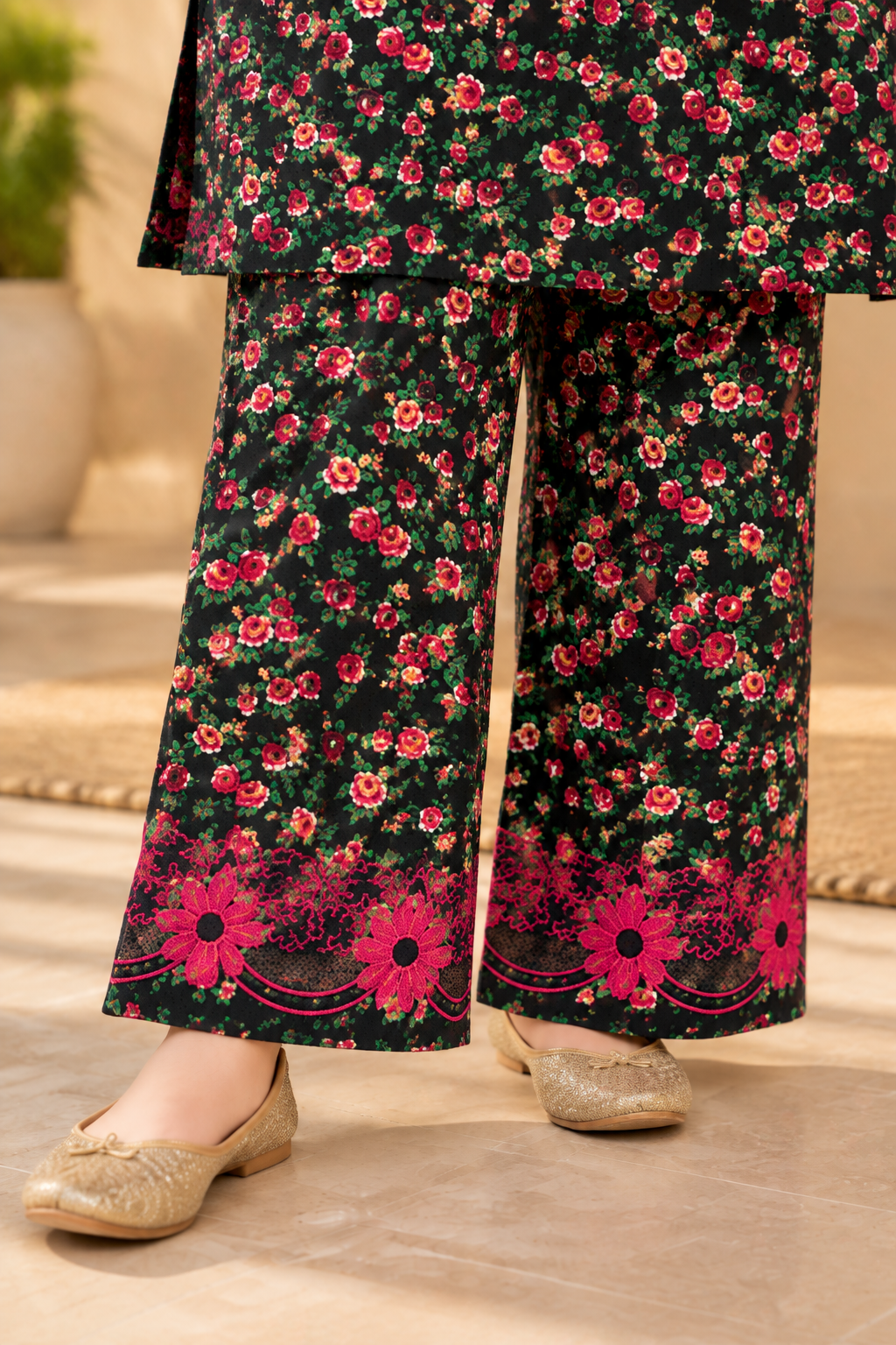 Forest Bloom Printed Kotrai Embroidered 2Pc Winter Suit