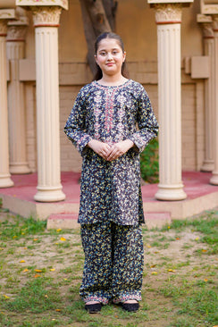 Black Meadow Charm Set – Printed China Lawn Black (RTW