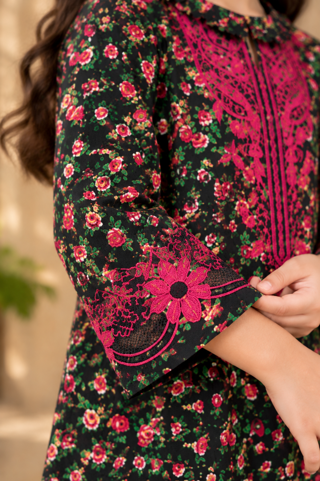 Forest Bloom Printed Kotrai Embroidered 2Pc Winter Suit